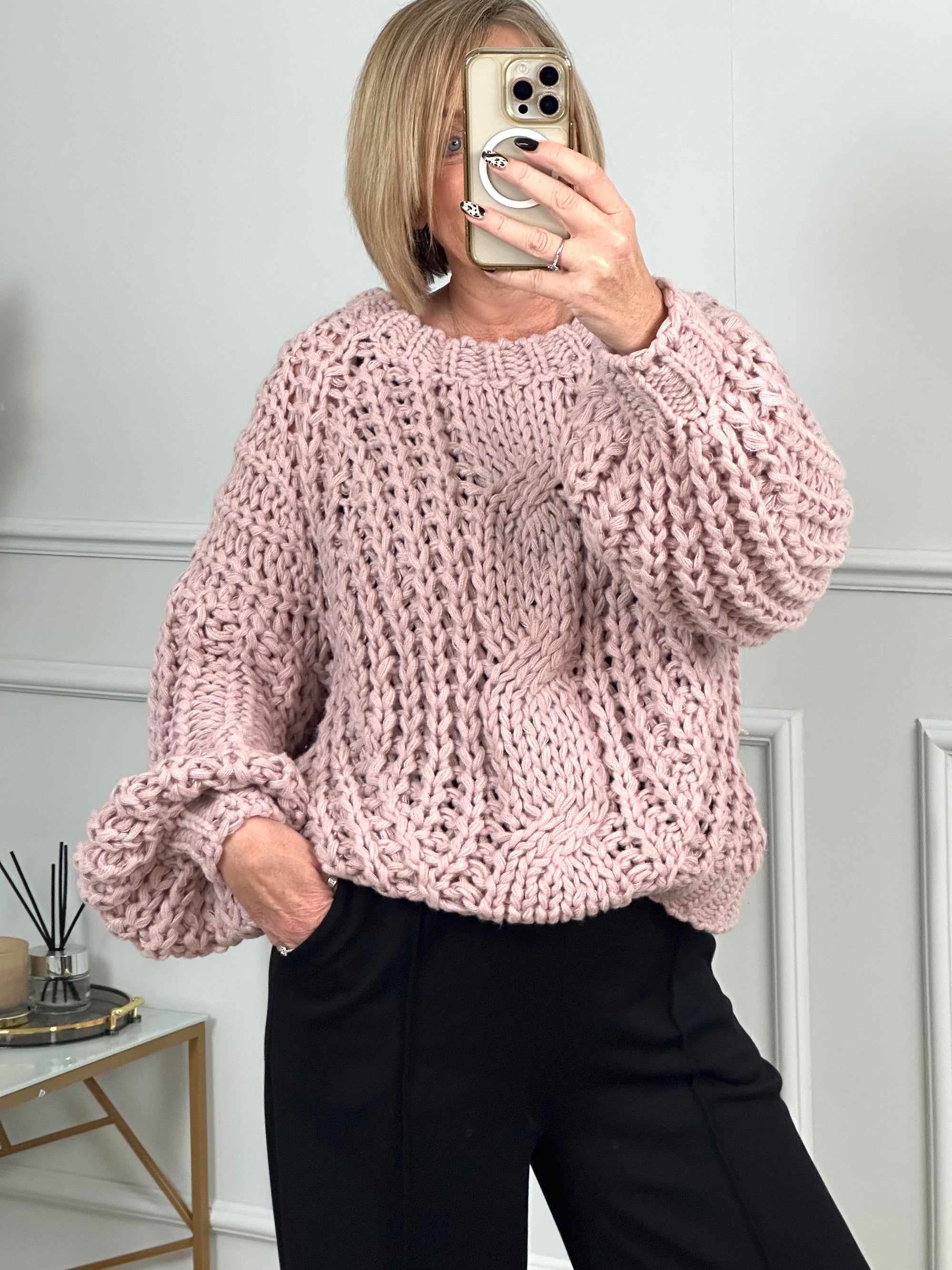 Alexandra  Chunky Fisherman Knit Jumper 8-18 Pink - Susie's Boutique