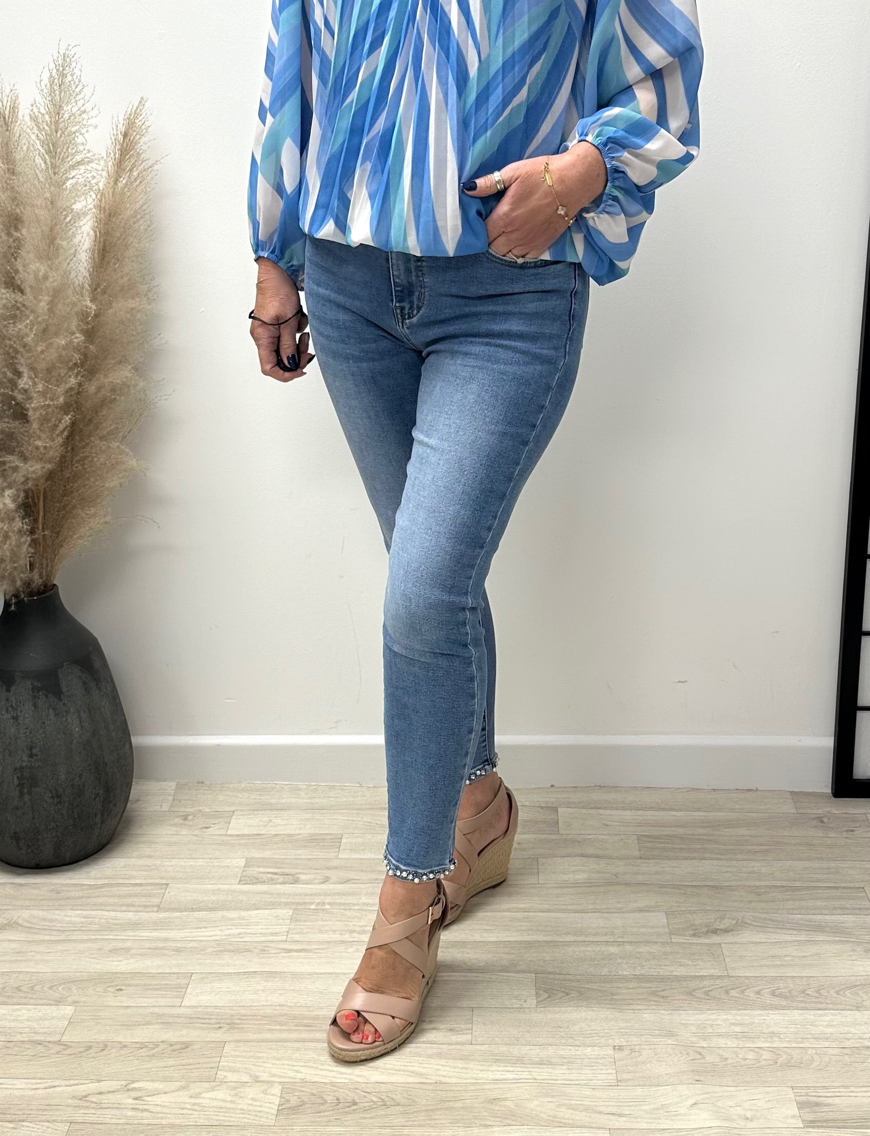 Ankle best sale bow jeans