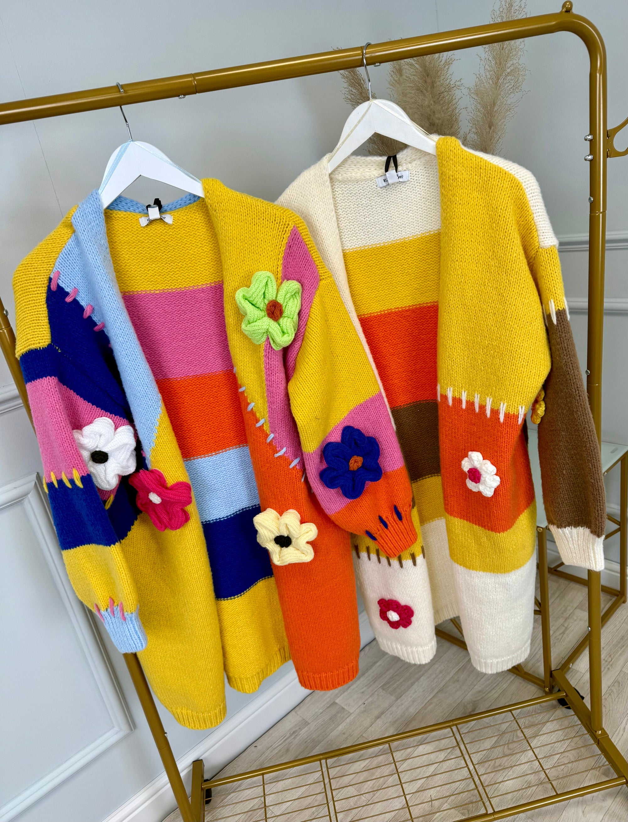 Marissa Colour Block Longline Cardigan with 3D Flowers 8-20