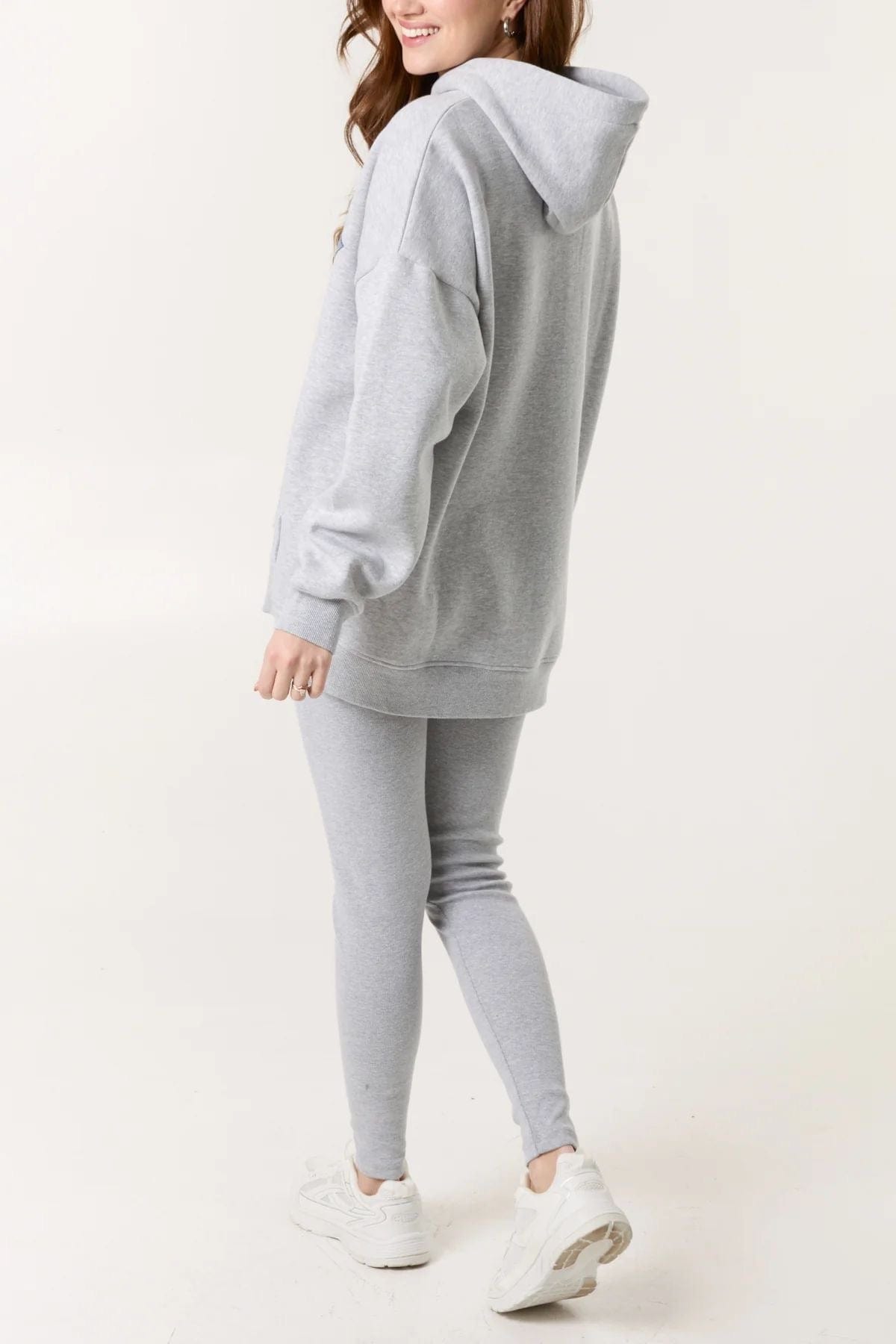 'Sunday' Denim Applique Hoodie Grey 8-22