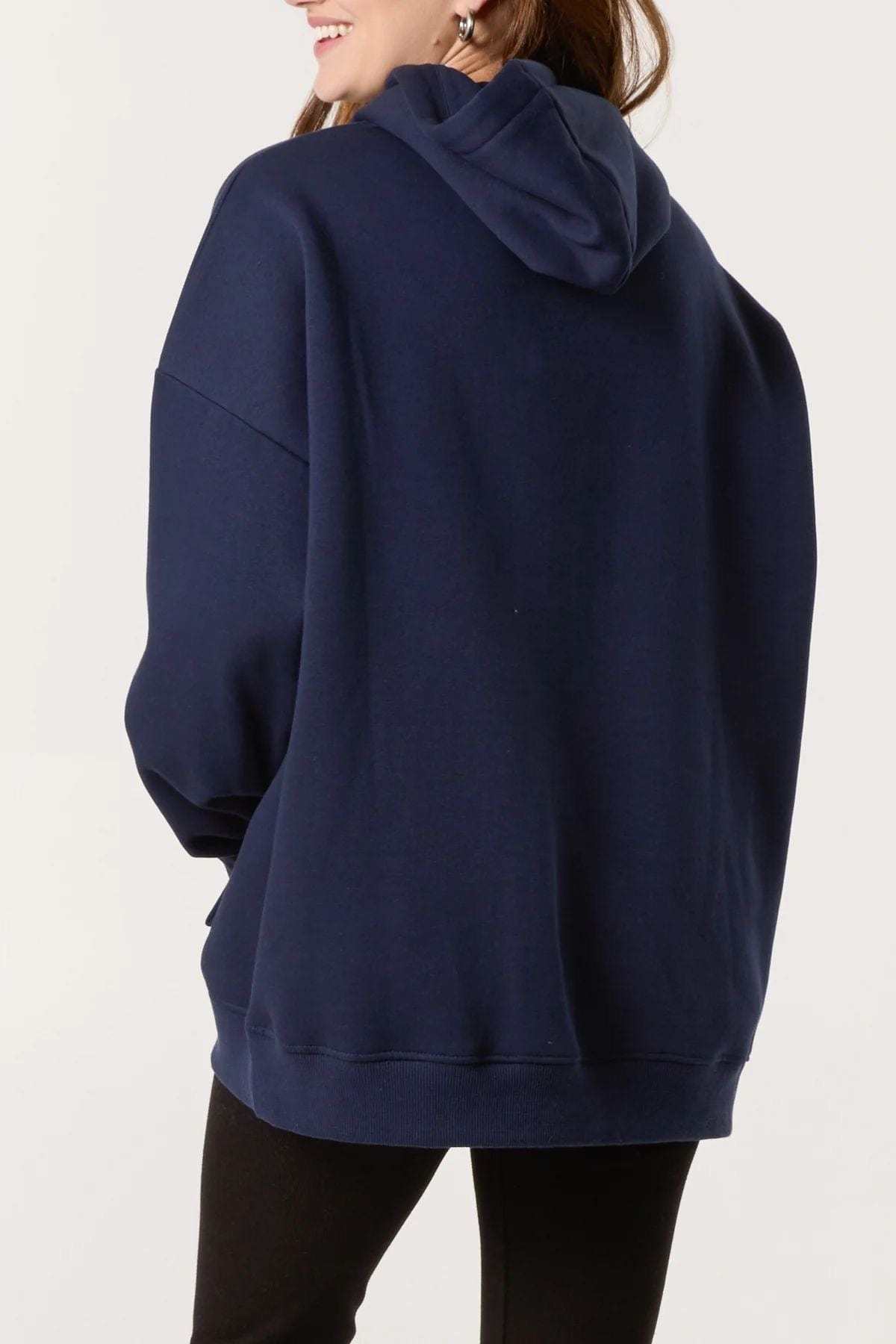 'Sunday' Denim Applique Hoodie Navy 8-22