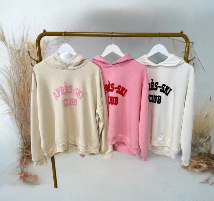 The Aria Après-Ski Hoodie - Cozy Embroidered Logo Sweatshirt 8-18 Sand