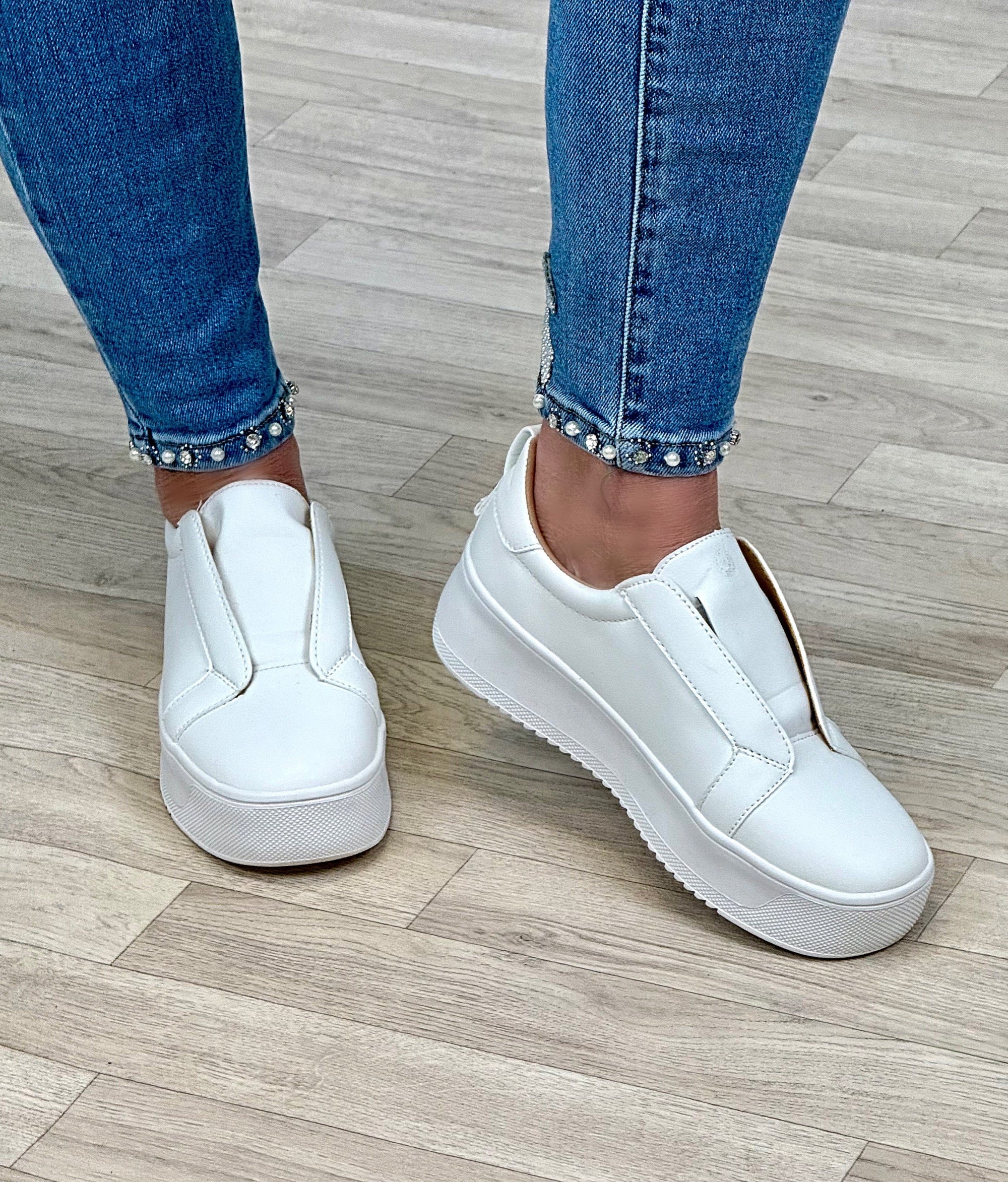 Riva Slip-On Platform Trainers White