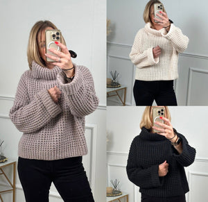 Abi Cowl Neck Waffle Knit Jumper 8-16 Cream - Susie's Boutique