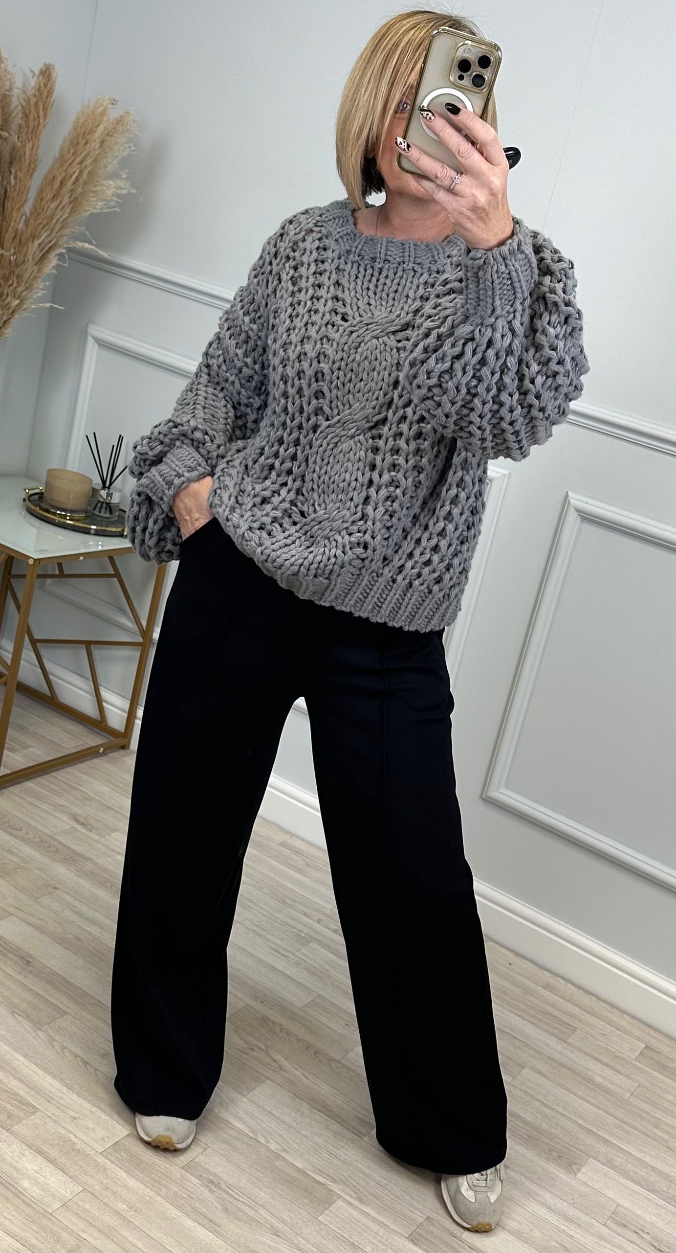 Alexandra  Chunky Fisherman Knit Jumper 8-18 Grey - Susie's Boutique