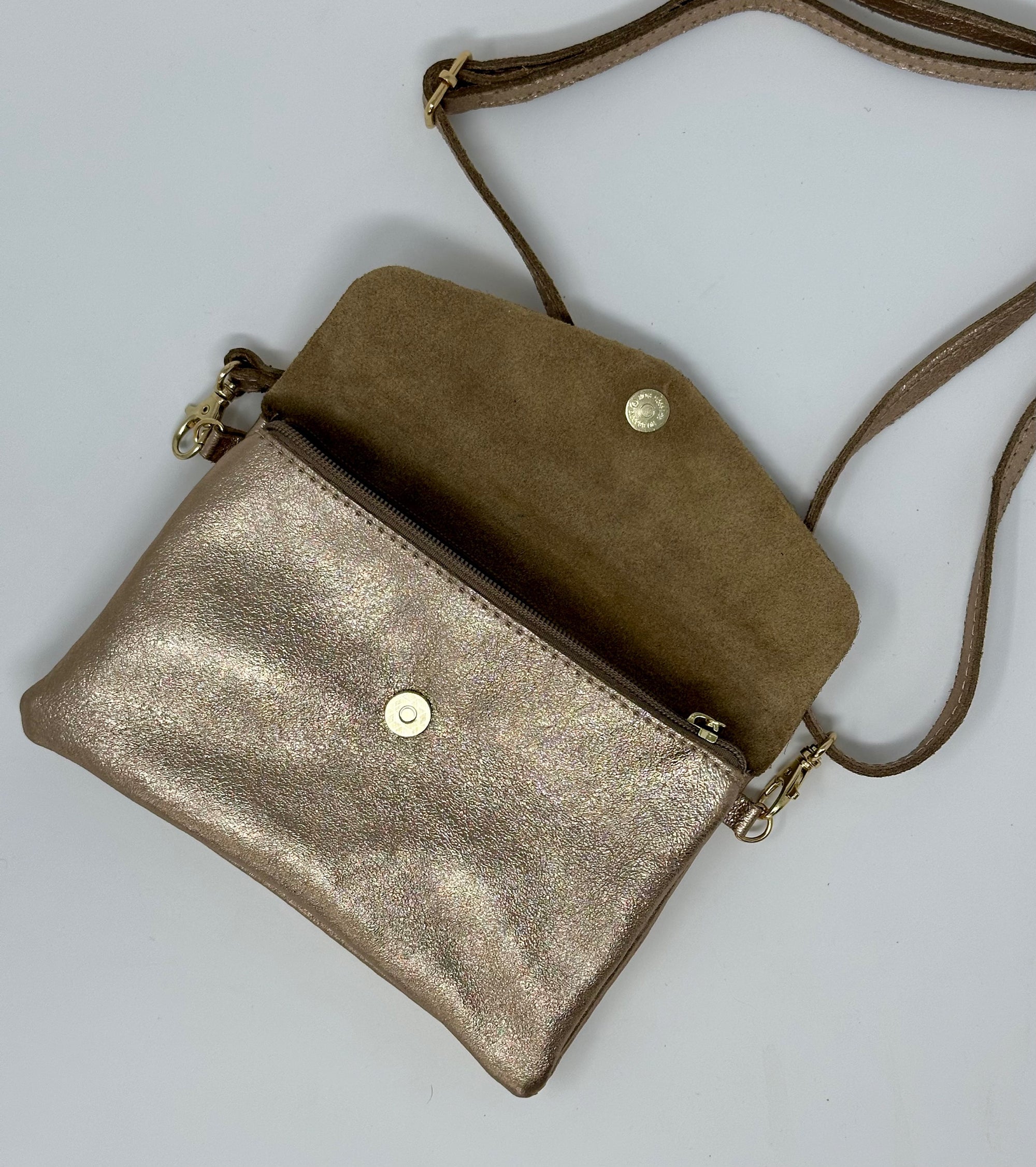 Leather Crossbody  Bag Gold - Susie's Boutique