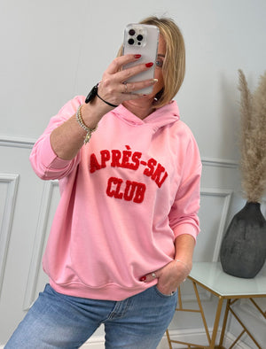 The Aria Après-Ski Hoodie - Cozy Embroidered Logo Sweatshirt 8-18 Pink