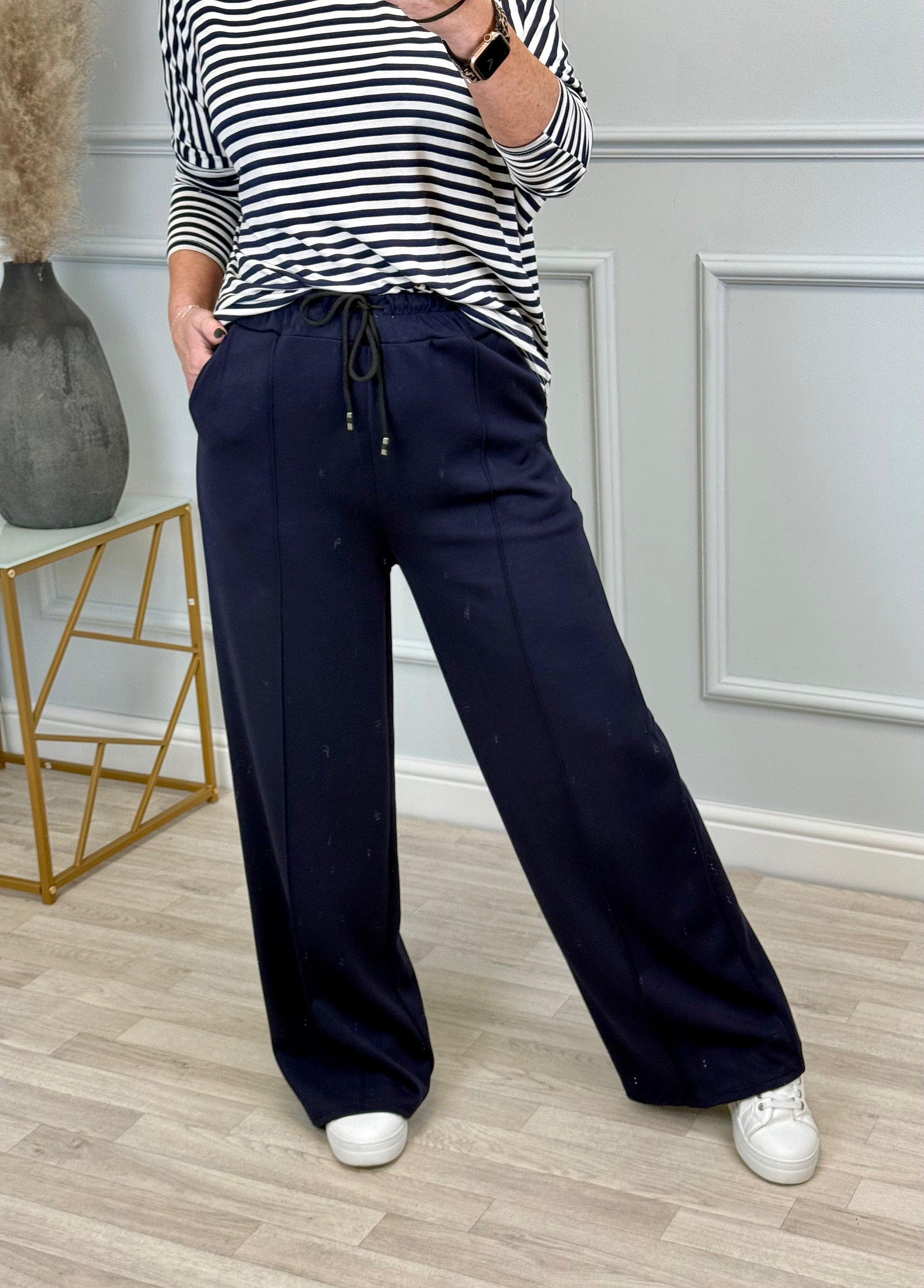 Alexandria Wide Straight Leg Trousers 8-18 Navy