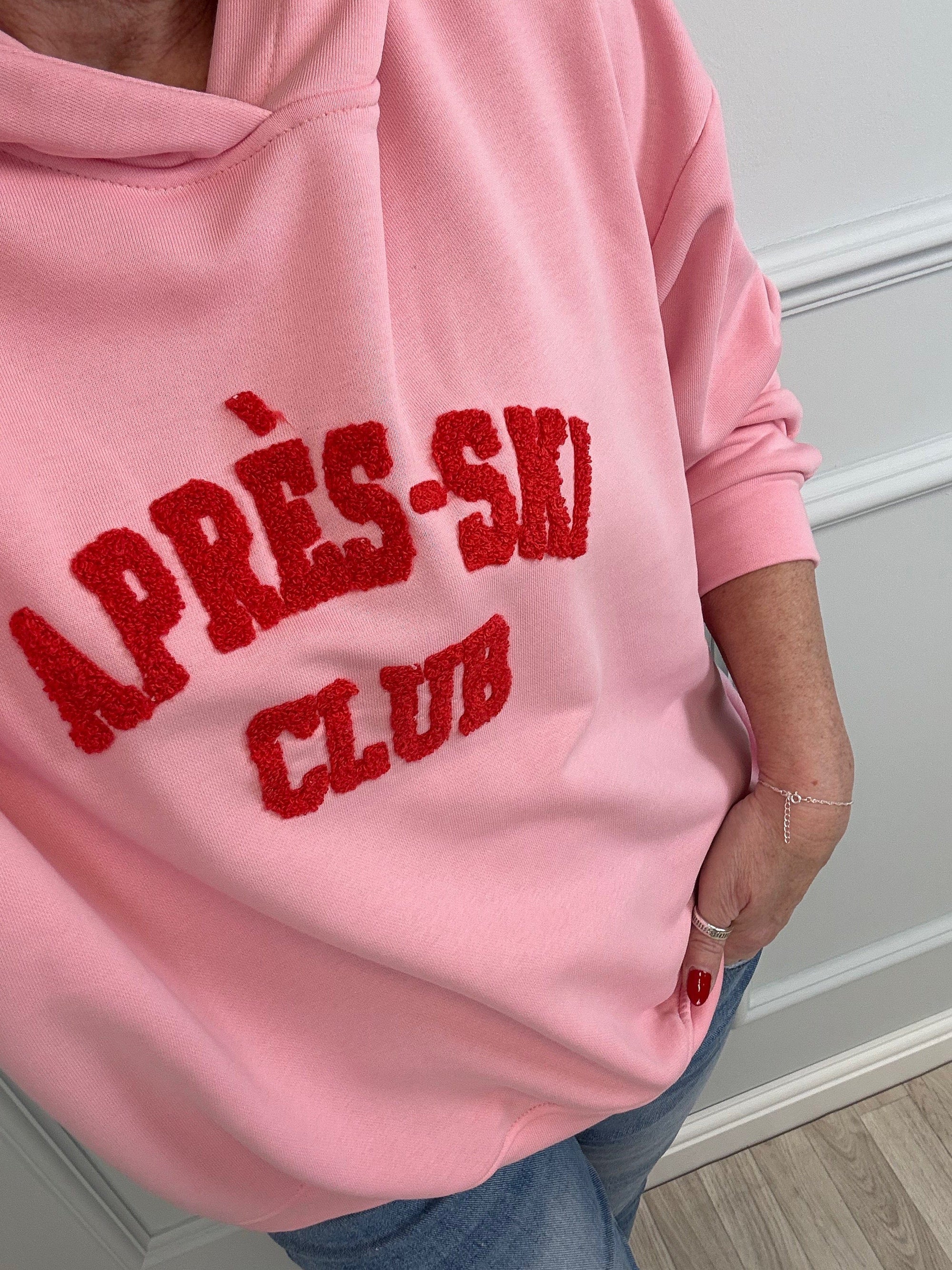 The Aria Après-Ski Hoodie - Cozy Embroidered Logo Sweatshirt 8-18 Pink