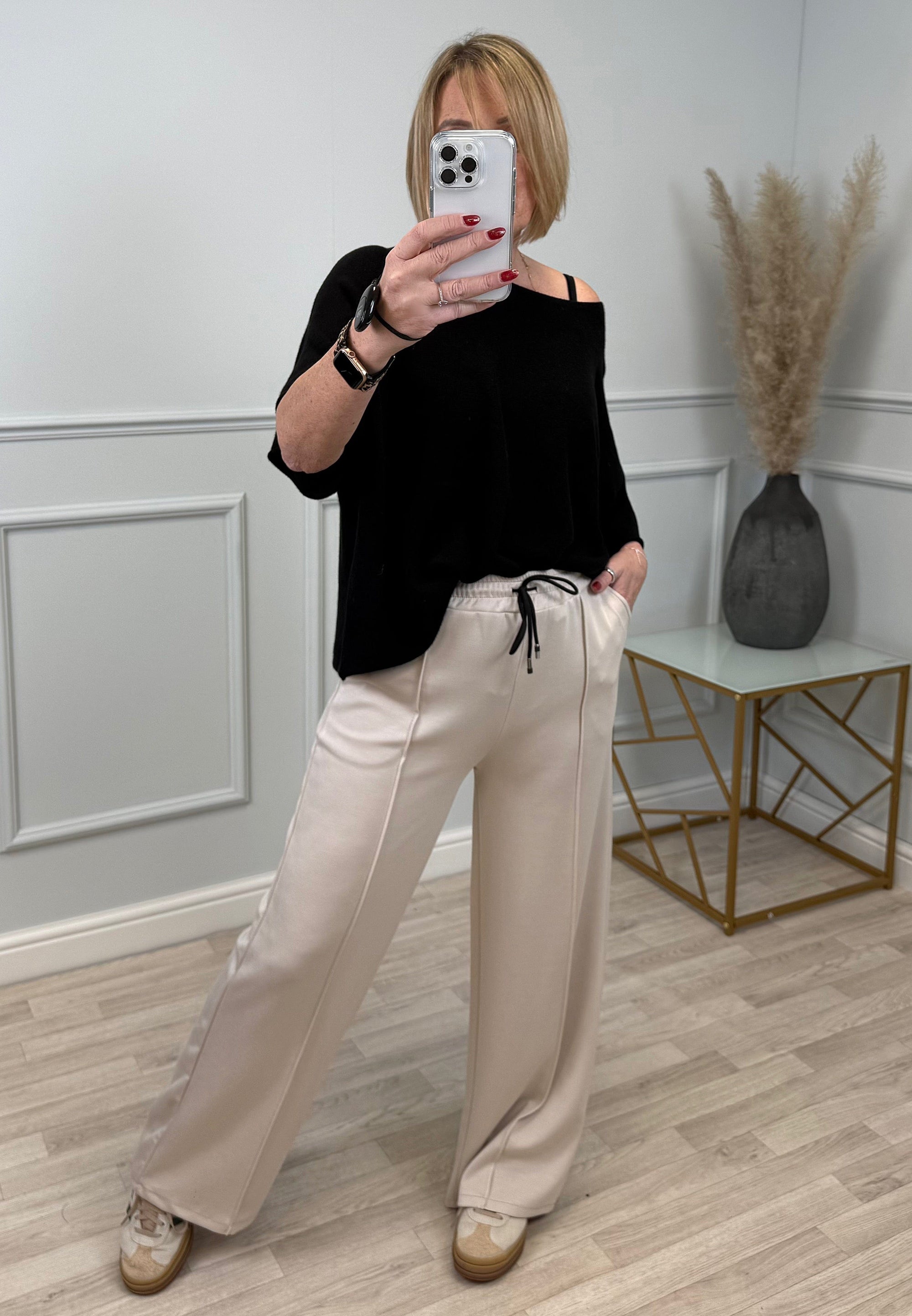 Alexandria Wide Straight Leg Trousers 8-18 Sand