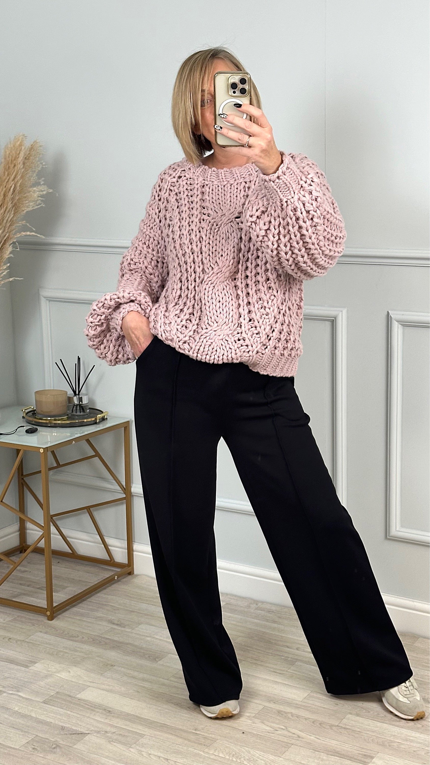 Alexandra  Chunky Fisherman Knit Jumper 8-18 Pink - Susie's Boutique