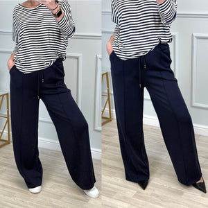 Alexandria Wide Straight Leg Trousers 8-18 Navy