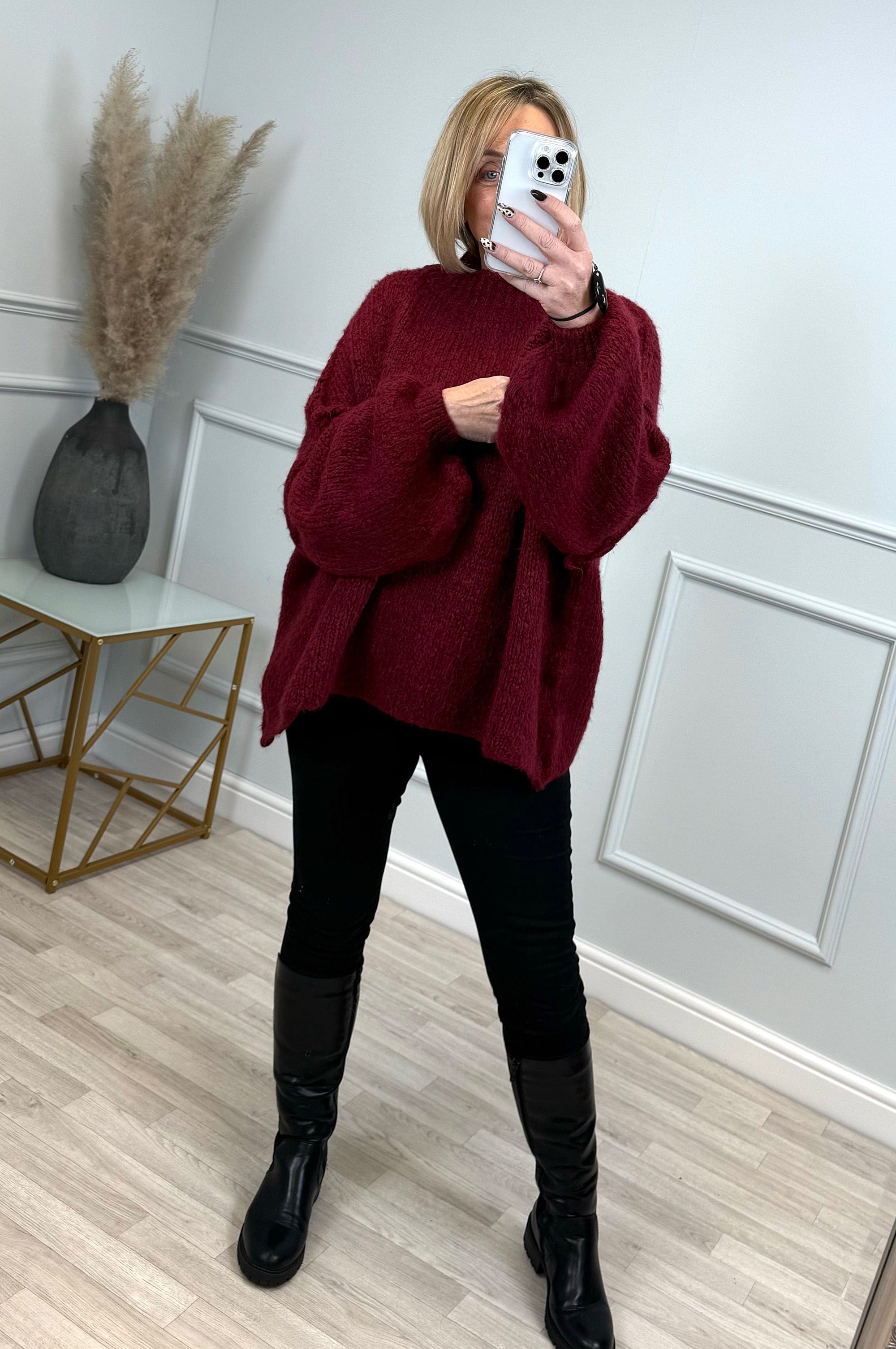 Fallon Oversized Exposed Seam Jumper 10-20 Wine