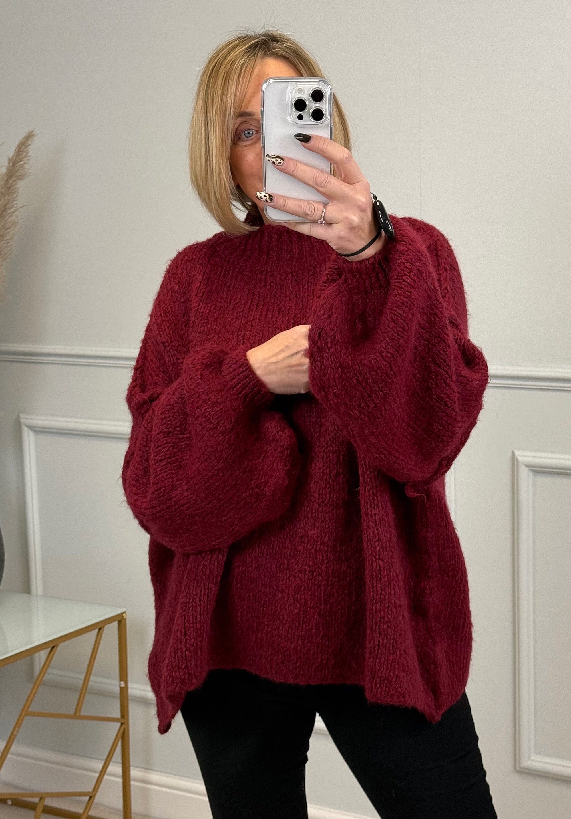 Fallon Oversized Exposed Seam Jumper 10-20 Wine