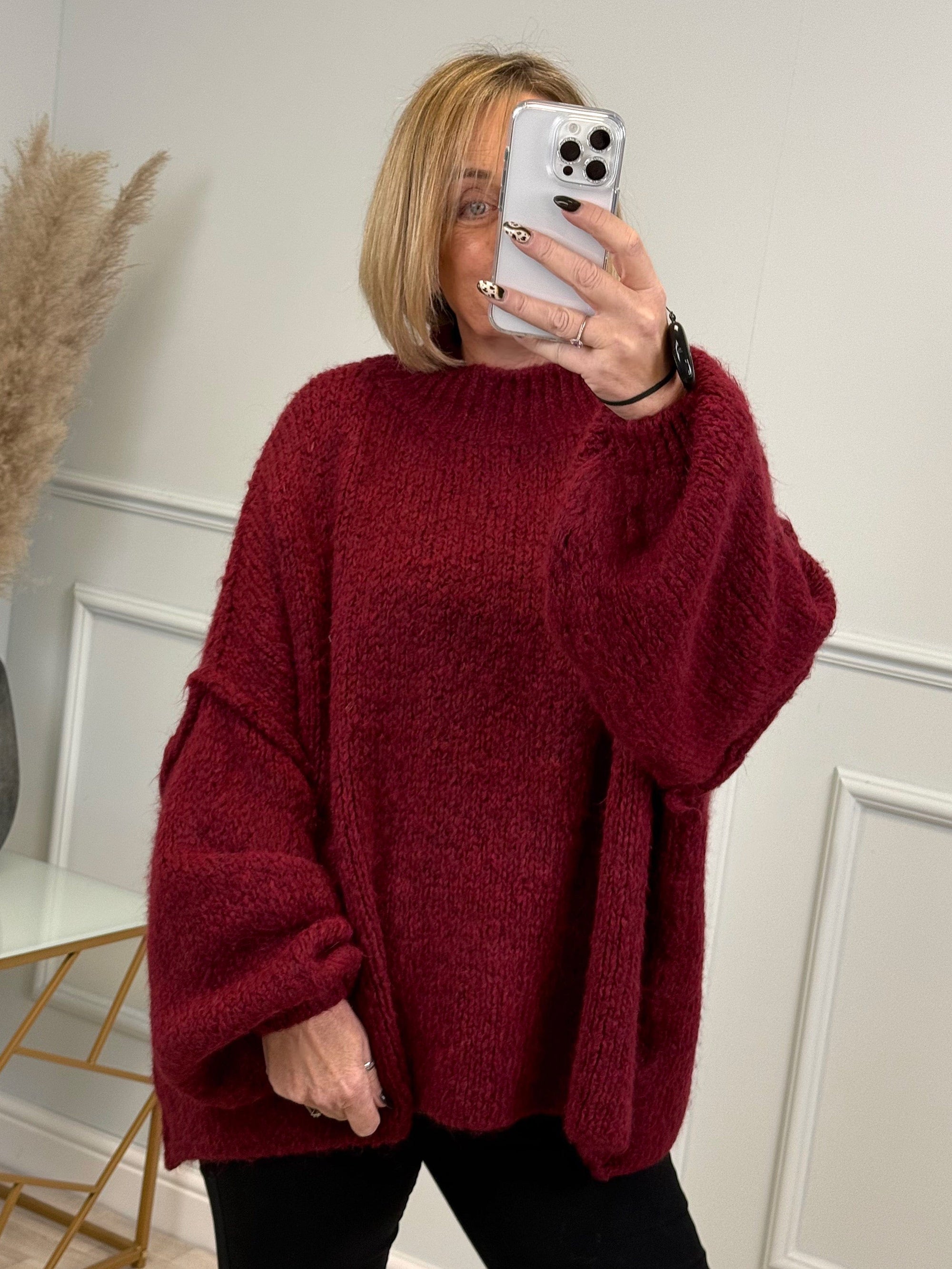 Fallon Oversized Exposed Seam Jumper 10-20 Wine