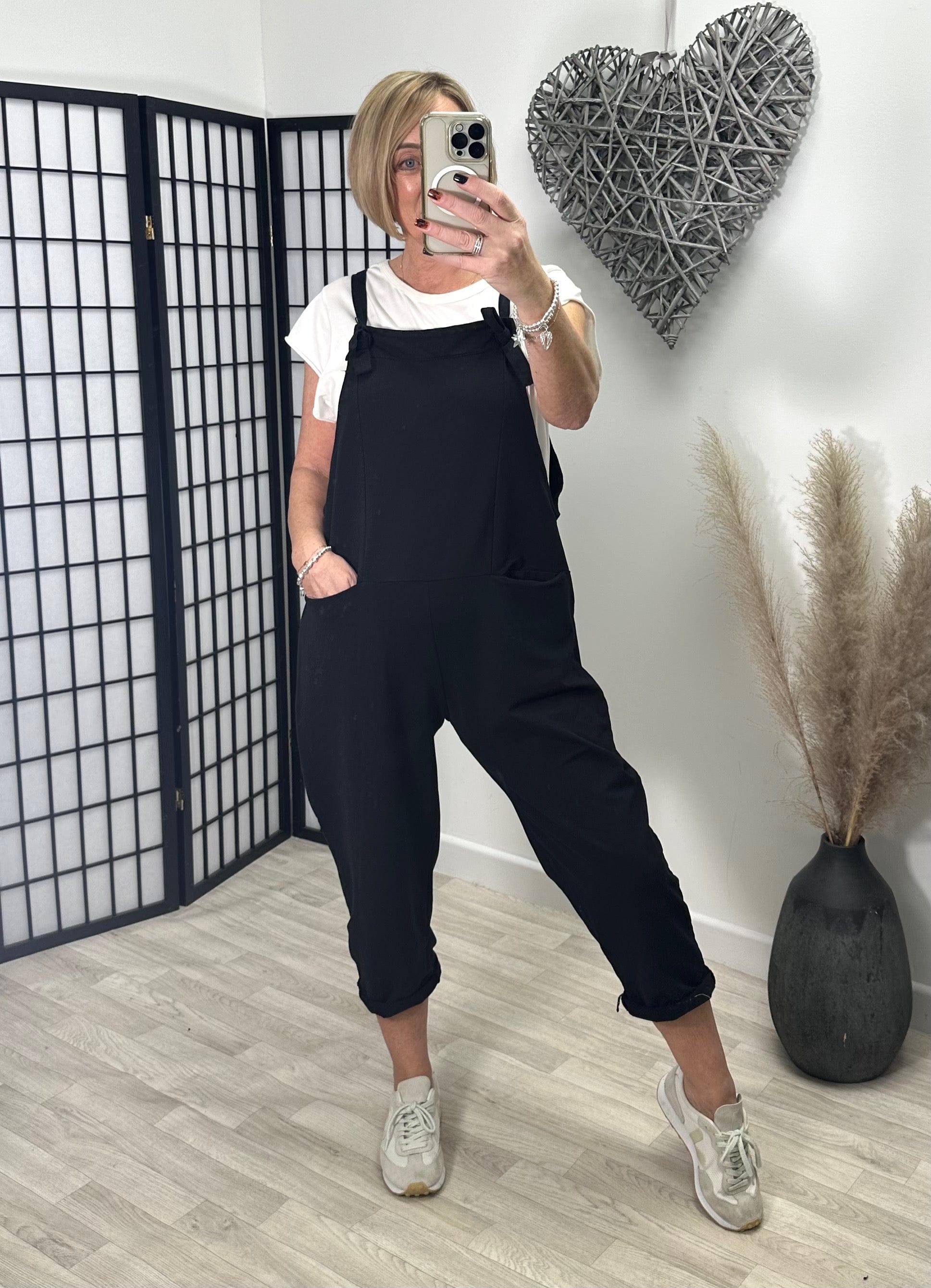 Nina Jersey Dungarees 8 16 Black