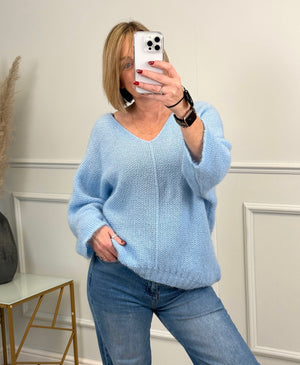 Ada V-Neck Batwing Jumper 8-18 Blue