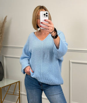 Ada V-Neck Batwing Jumper 8-18 Blue