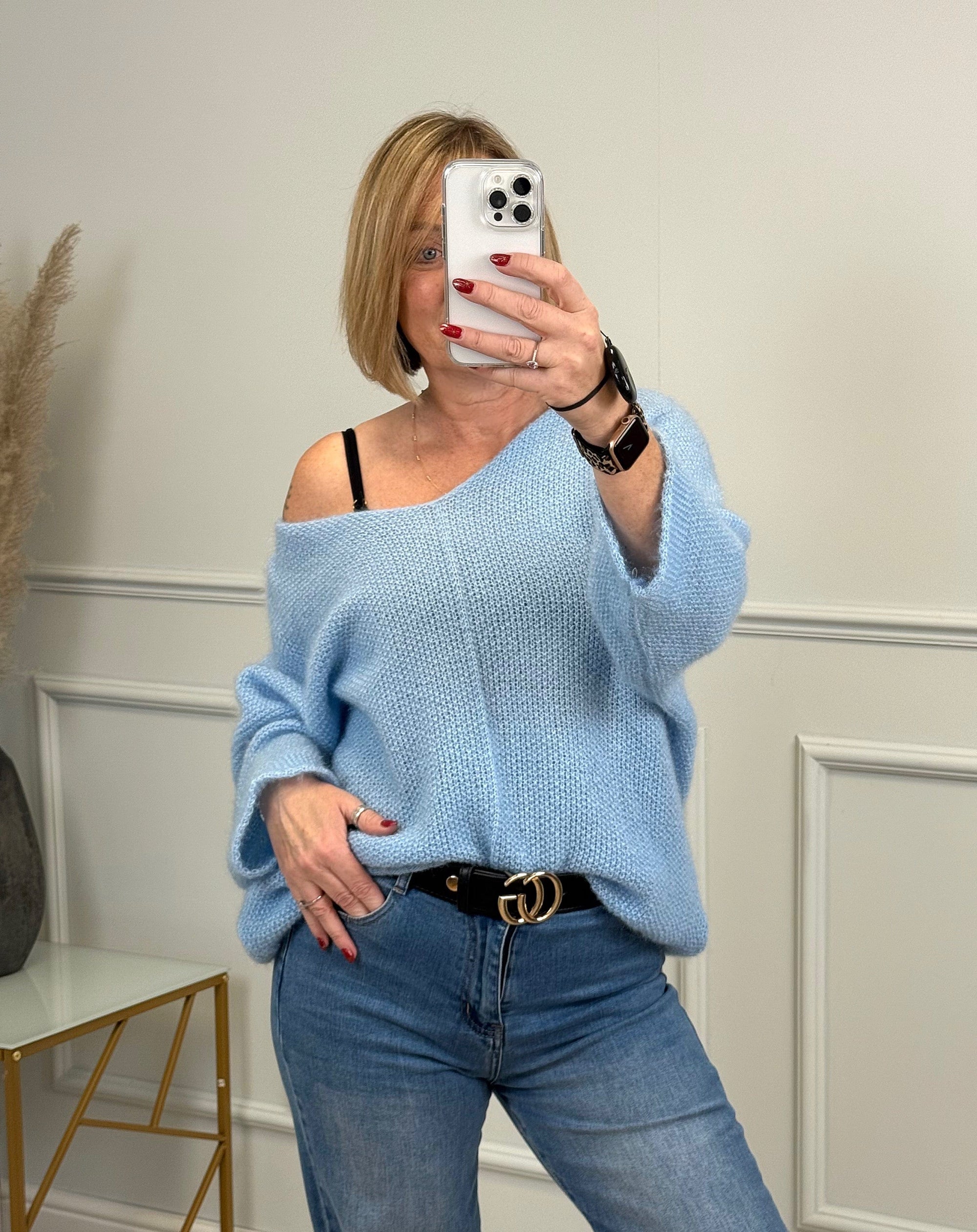 Ada V-Neck Batwing Jumper 8-18 Blue