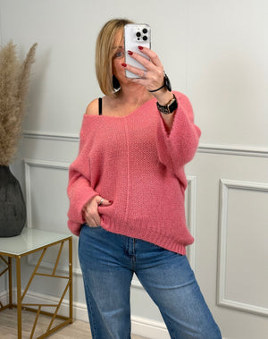 Ada V-Neck Batwing Jumper 8-18 Peach