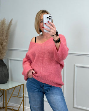 Ada V-Neck Batwing Jumper 8-18 Peach