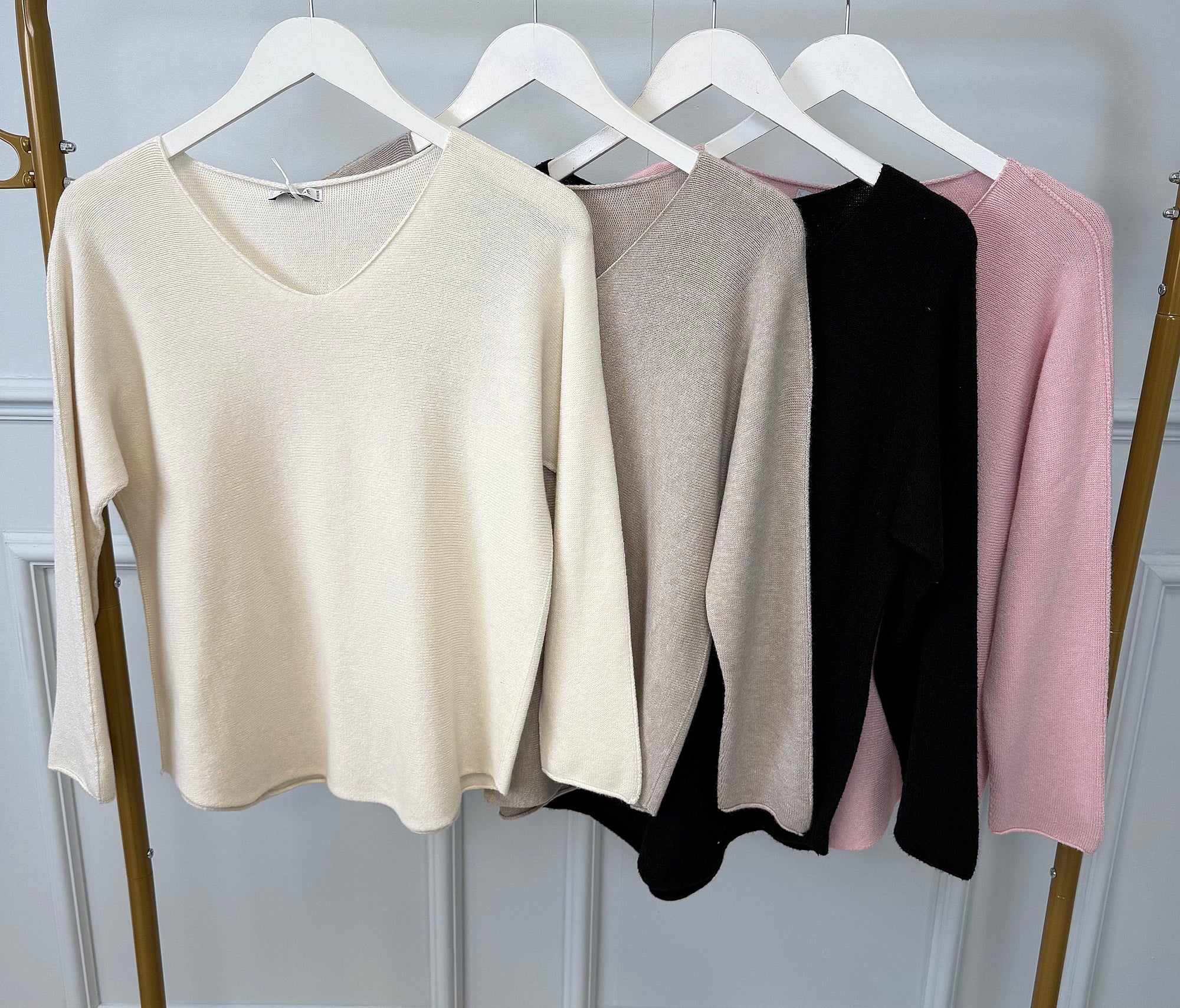 Sophia Soft Knit V-Neck Jumper 8-16 Oatmeal