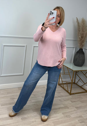 Sophia Soft Knit V-Neck Jumper 8-16 Pink