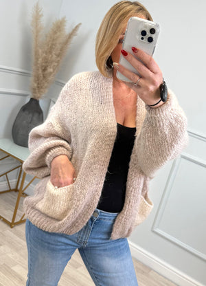 Elise Soft Mohair Blend Cardigan - Neutral Layering Piece