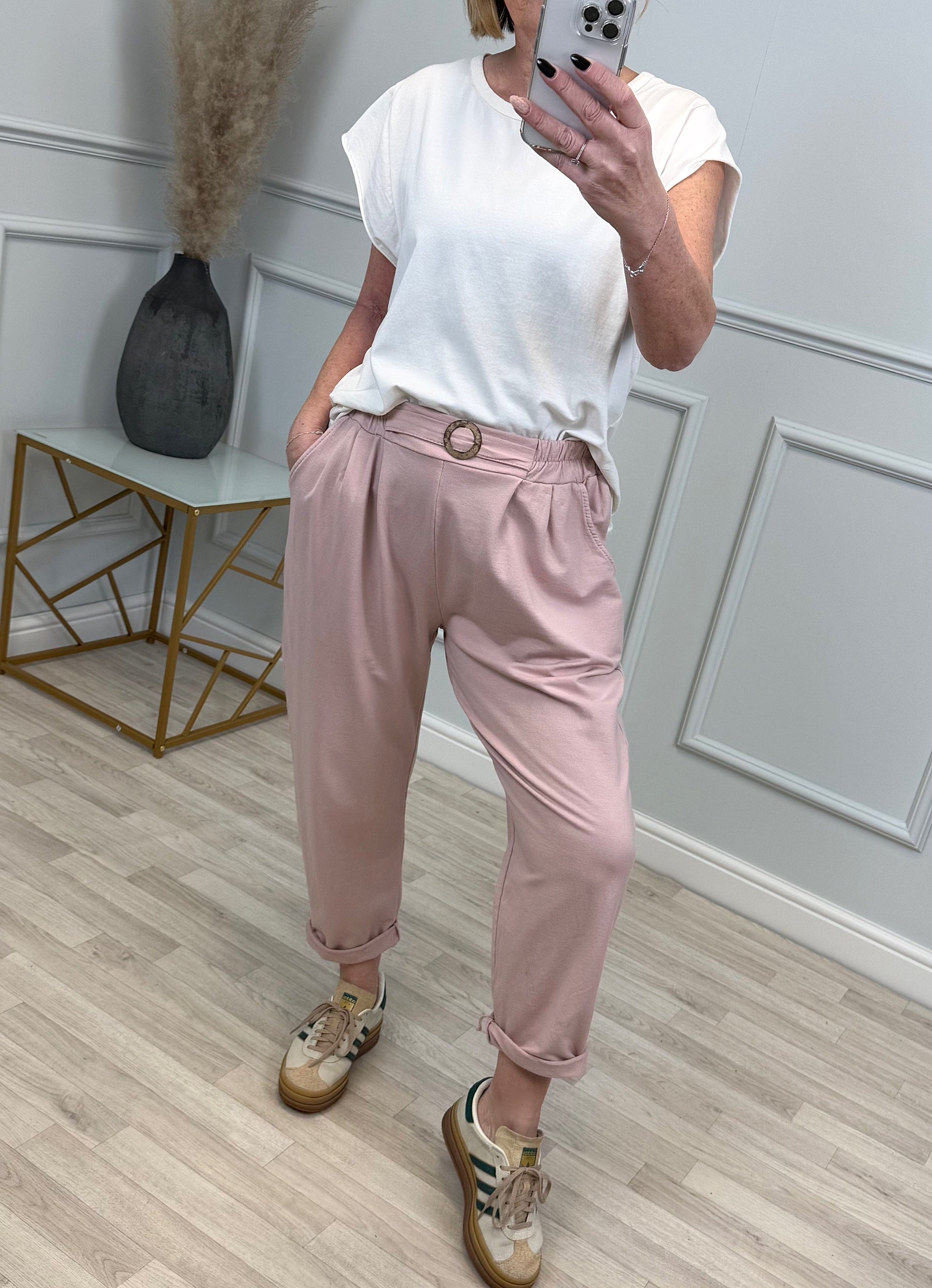 Isla Joggers Sweatpants With Buckle Detail – Sizes 8-18 Pink