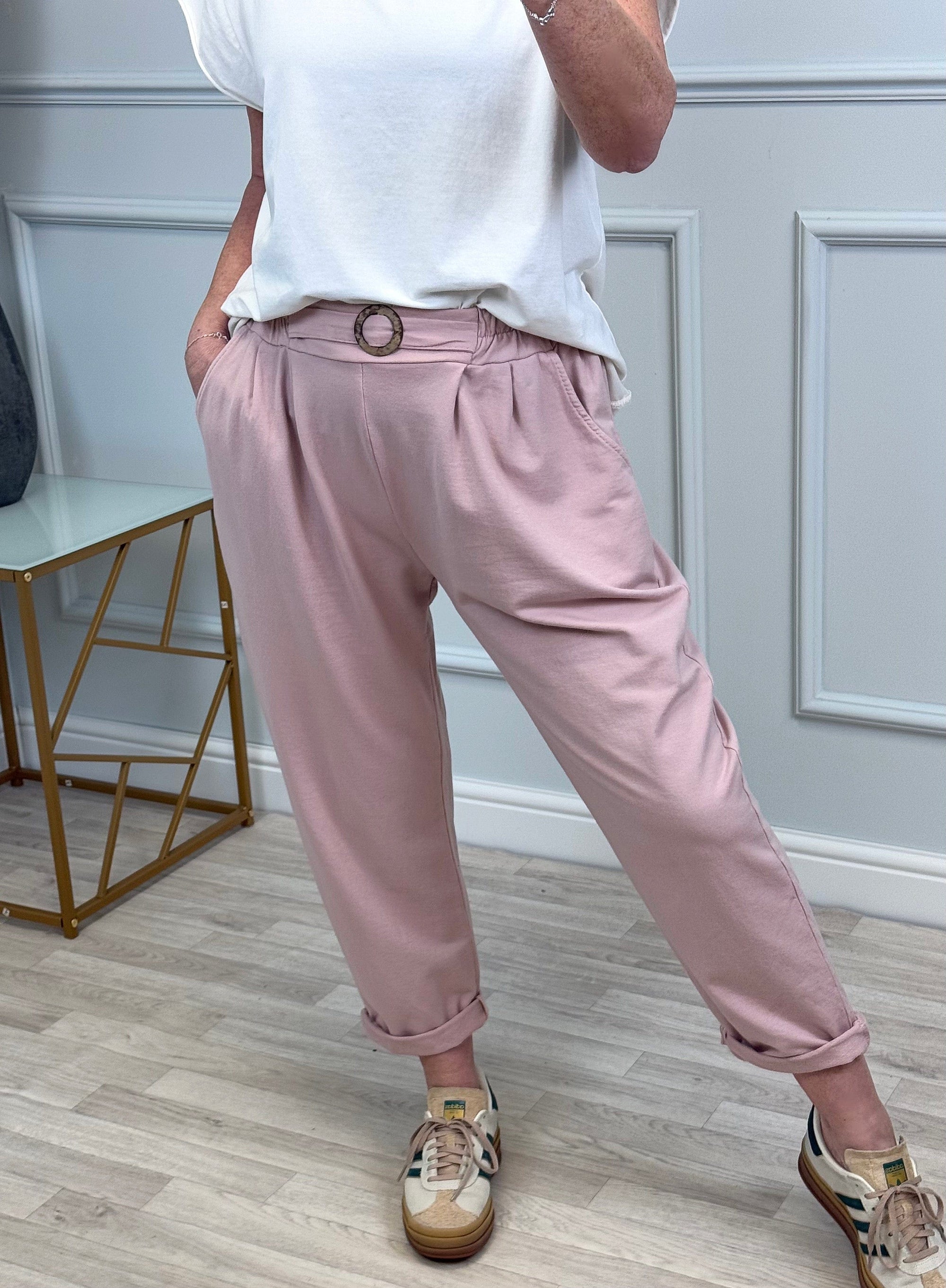 Isla Joggers Sweatpants With Buckle Detail – Sizes 8-18 Pink