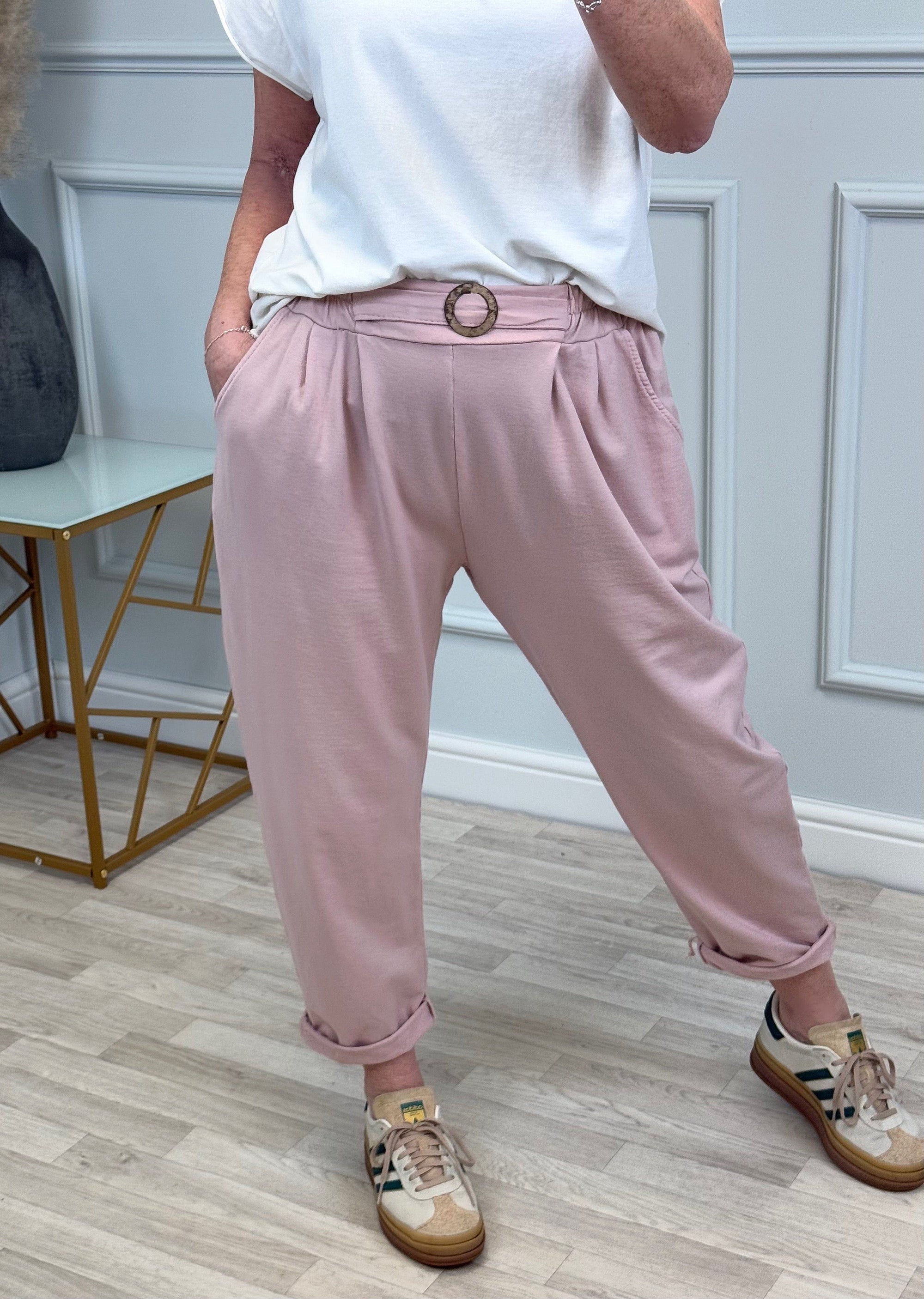 Isla Joggers Sweatpants With Buckle Detail – Sizes 8-18 Pink