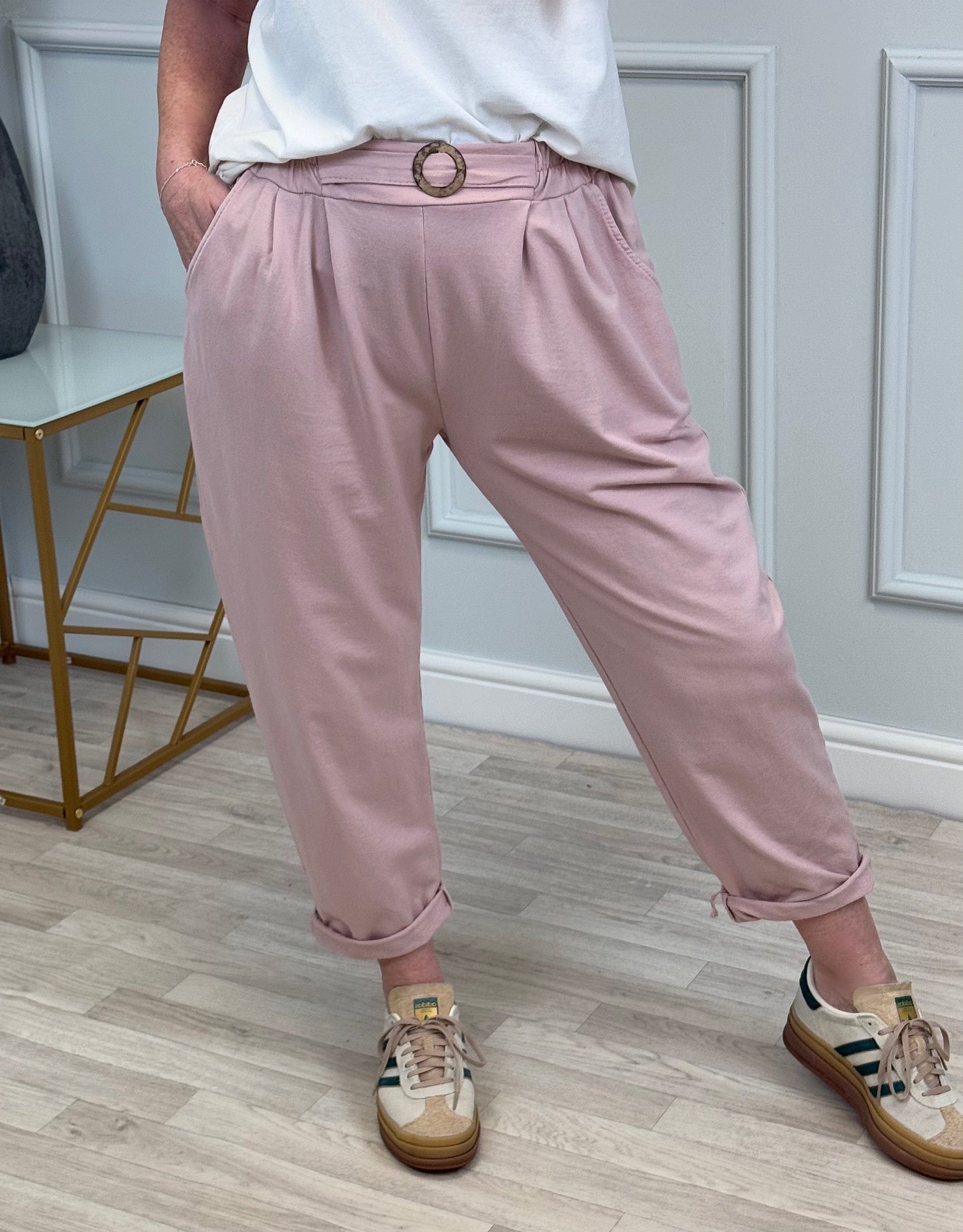 Isla Joggers Sweatpants With Buckle Detail – Sizes 8-18 Pink