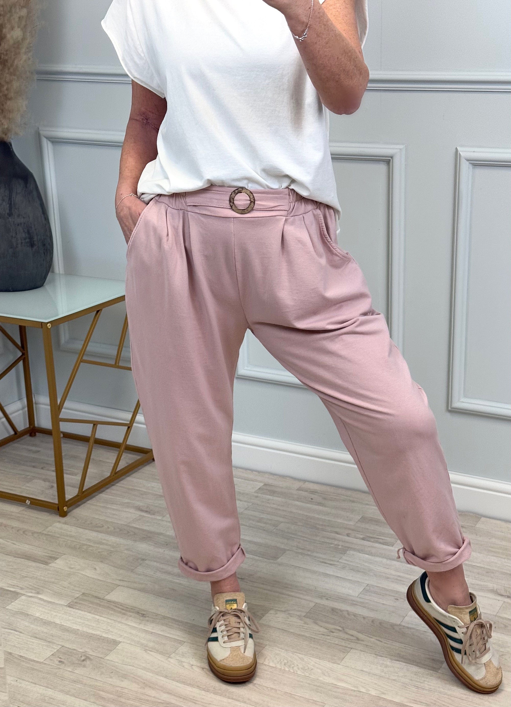 Isla Joggers Sweatpants With Buckle Detail – Sizes 8-18 Pink