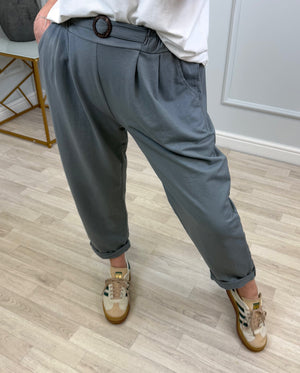 Isla Joggers Sweatpants With Buckle Detail – Sizes 8-18 Slate