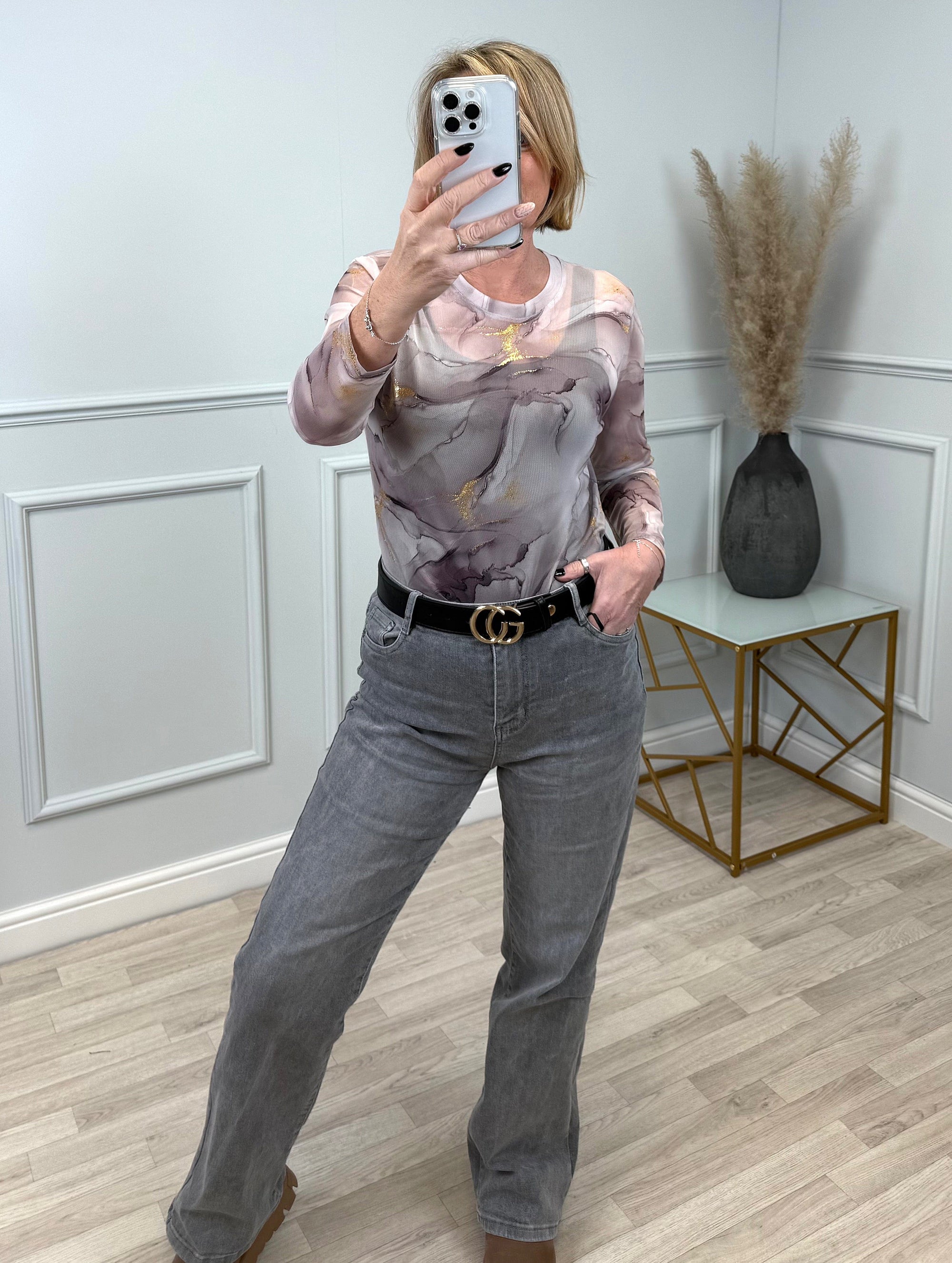 Carissa Marble Mesh Top 8-18 Blush