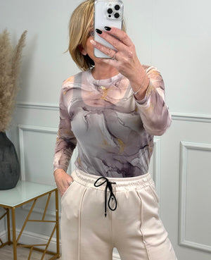 Carissa Marble Mesh Top 8-18 Blush