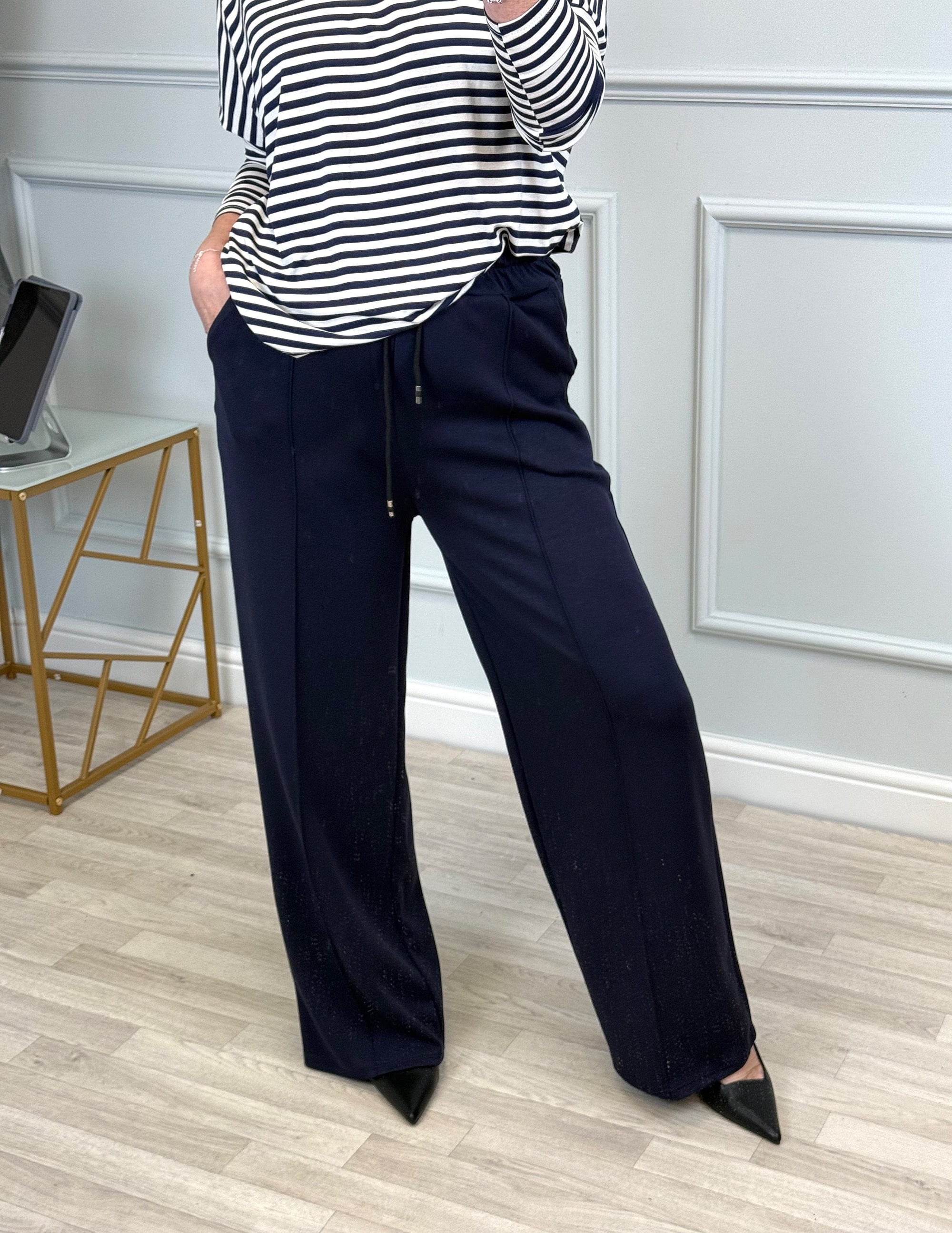 Alexandria Wide Straight Leg Trousers 8-18 Navy