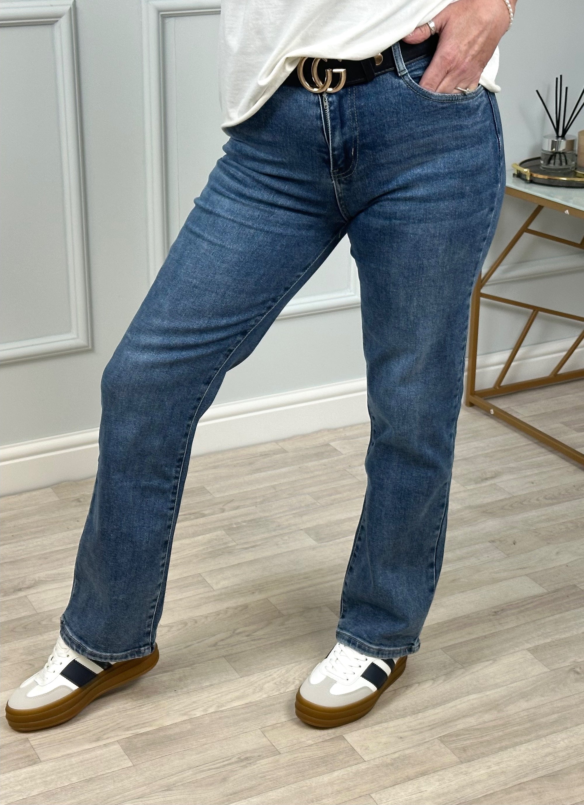 Amara Relaxed Straight Leg Jeans 6-16 Mid Wash - Susie's Boutique