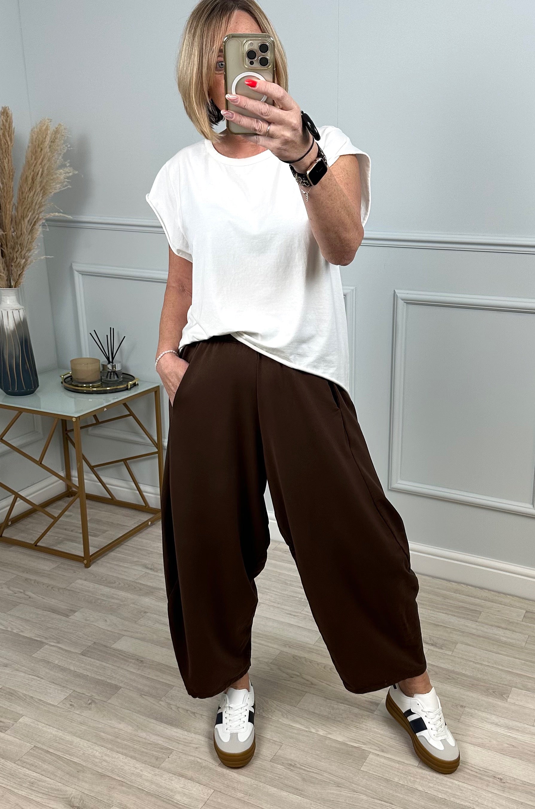 Georgia Cocoon Trousers / Joggers 8-20 Chocolate - Susie's Boutique