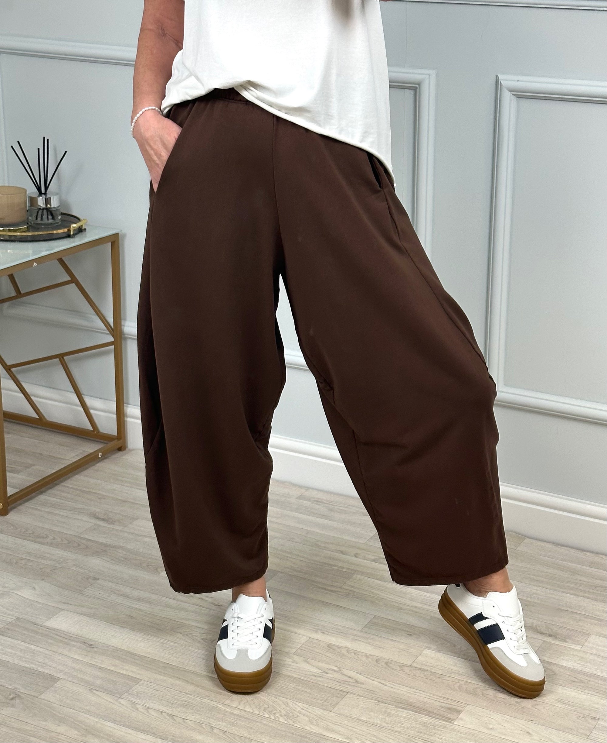 Georgia Cocoon Trousers / Joggers 8-20 Chocolate - Susie's Boutique