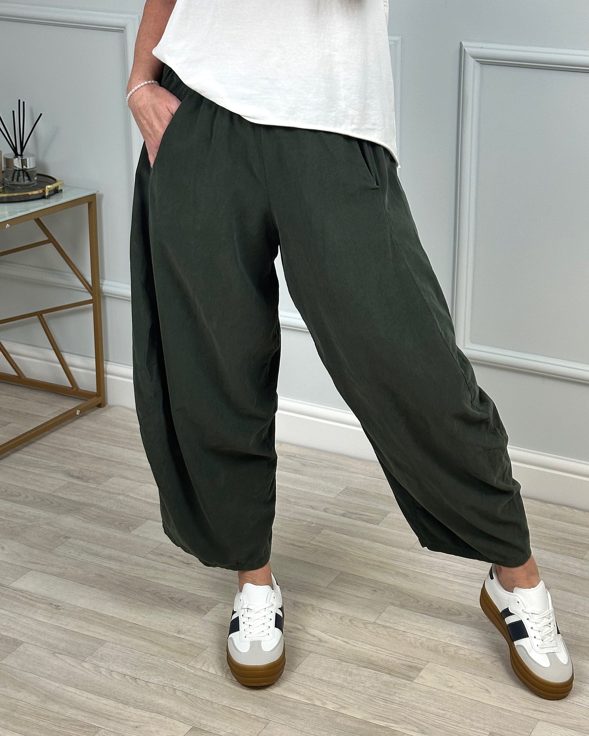 Georgia Pin-cord Cocoon Trousers / Joggers 8-20 Khaki - Susie's Boutique