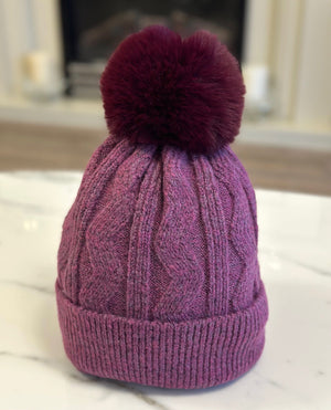 Cable Knit Pom Pom Hat (8 Colours) - Susie's Boutique