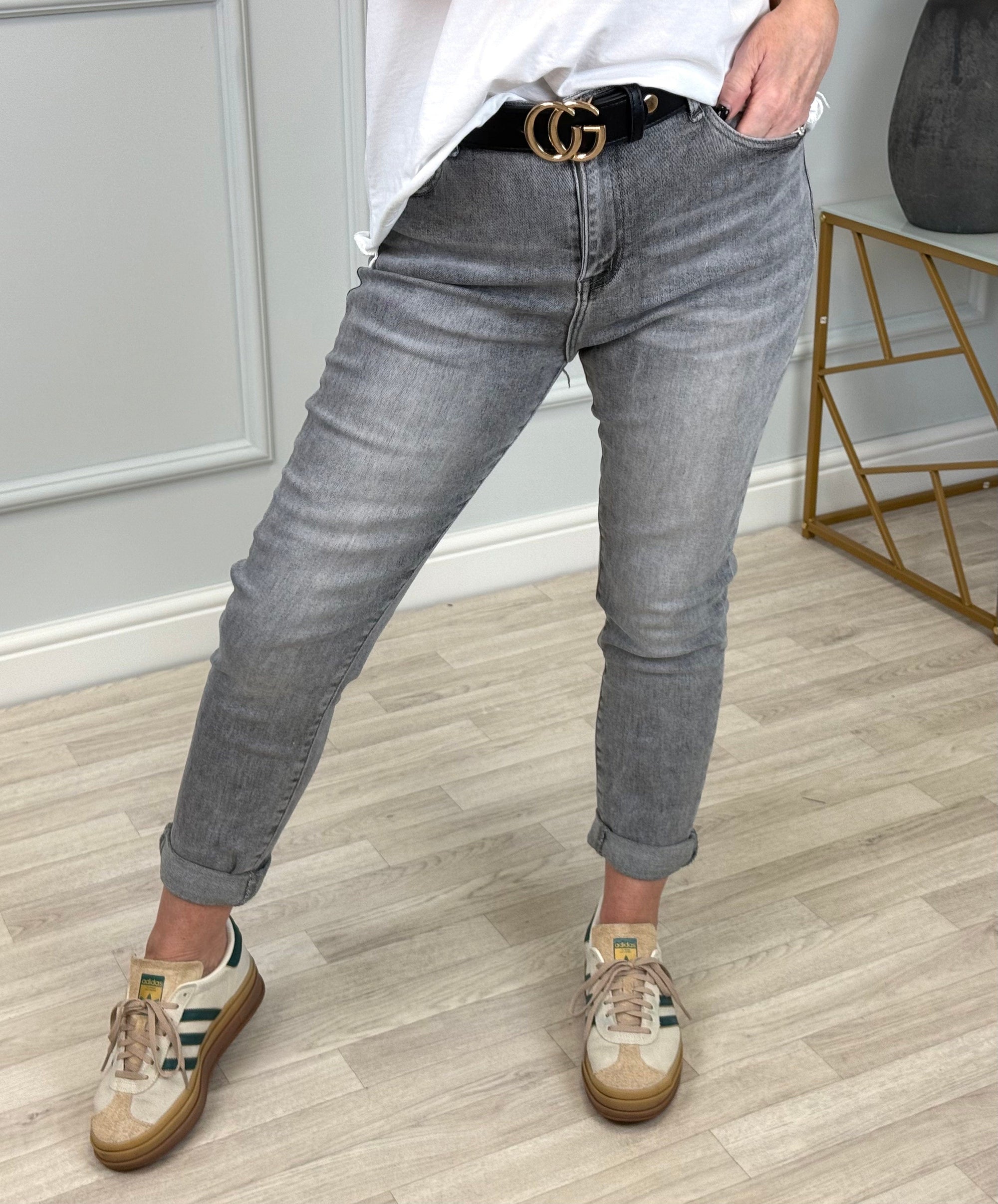 Emily Mom Fit Jeans 8-18 Light grey