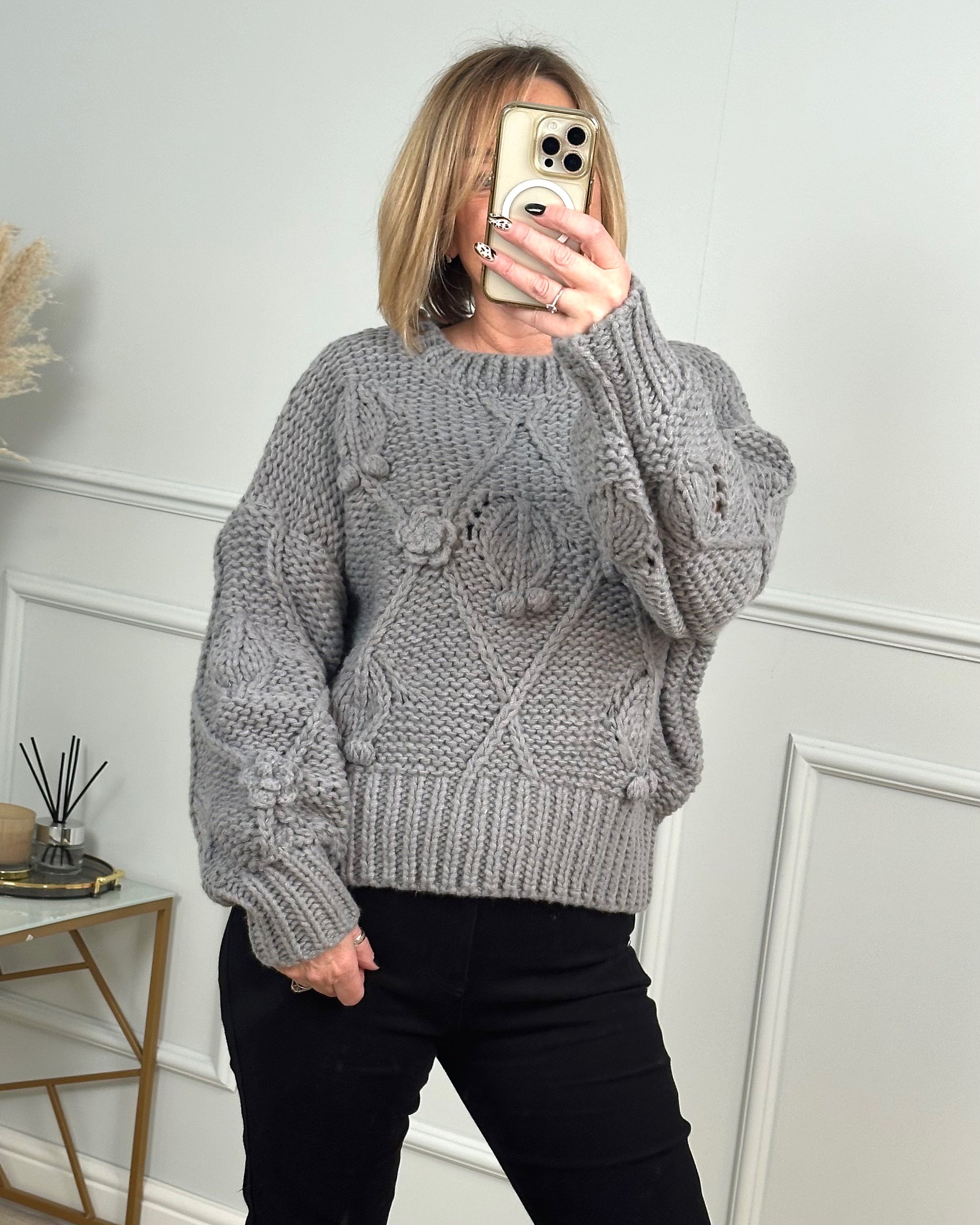 Nikita Chunky Fisherman Knit Jumper 8-18 Grey - Susie's Boutique