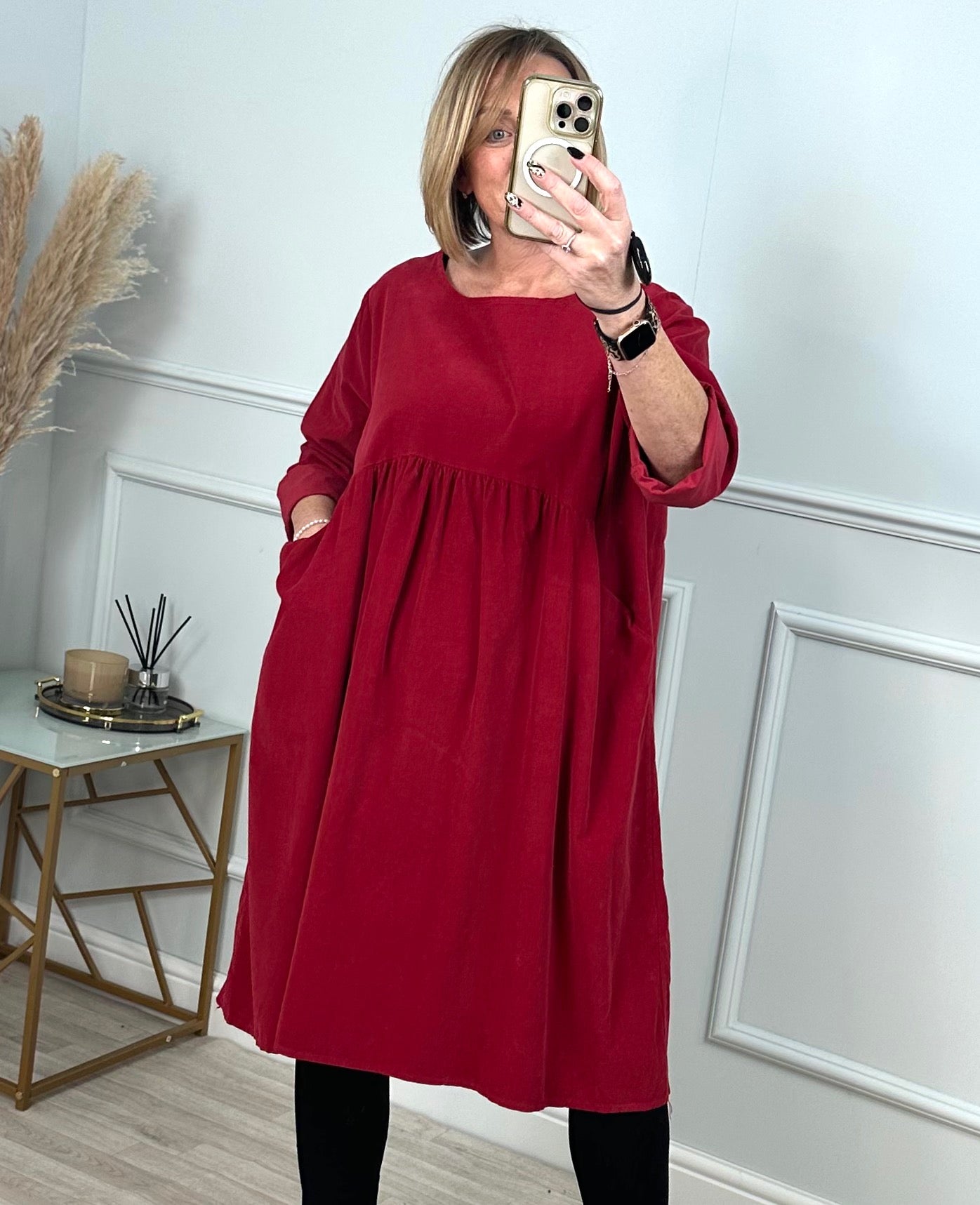 Faye Pin-cord Tunic Dress 10-18 Berry - Susie's Boutique