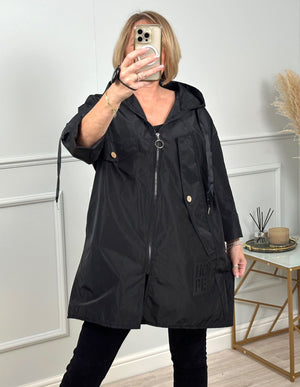 Izzy Hope Mock Pocket Showerproof Mac Coat 10-20 Black - Susie's Boutique