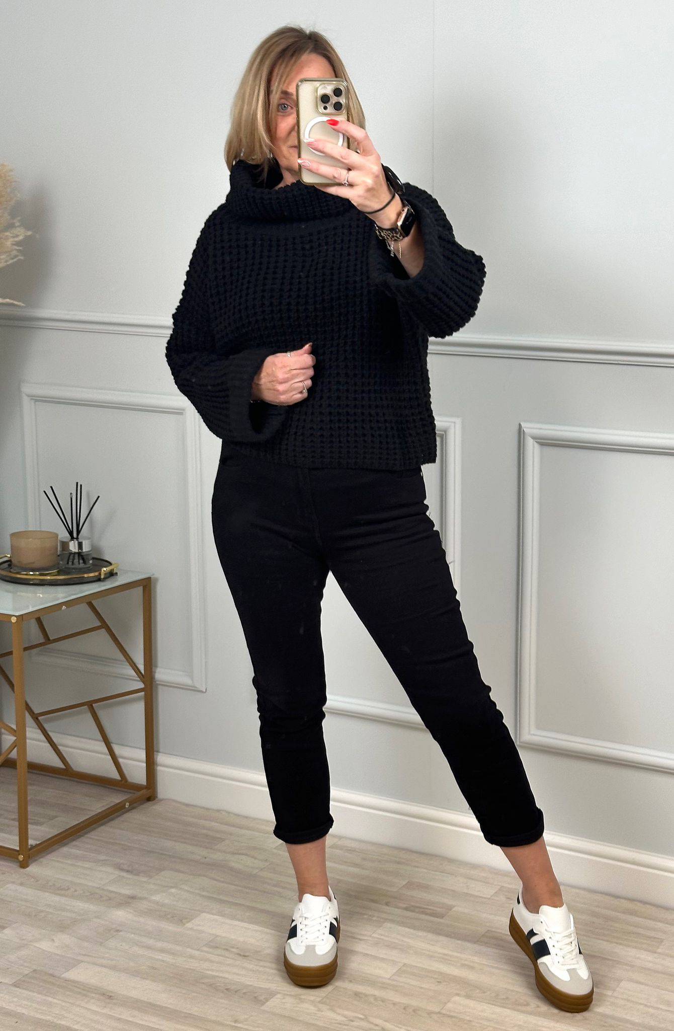 Abi cowl neck jumper in black