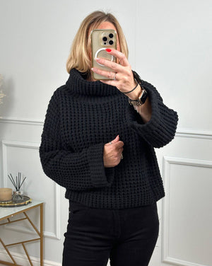 Abi cowl neck jumper in black