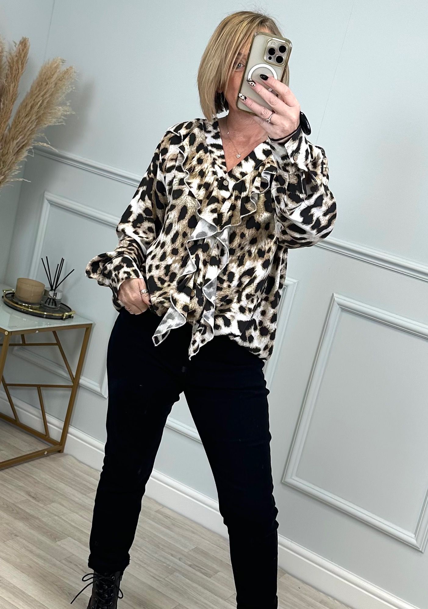 Aurora Leopard Frill Shirt 12-18 - Susie's Boutique