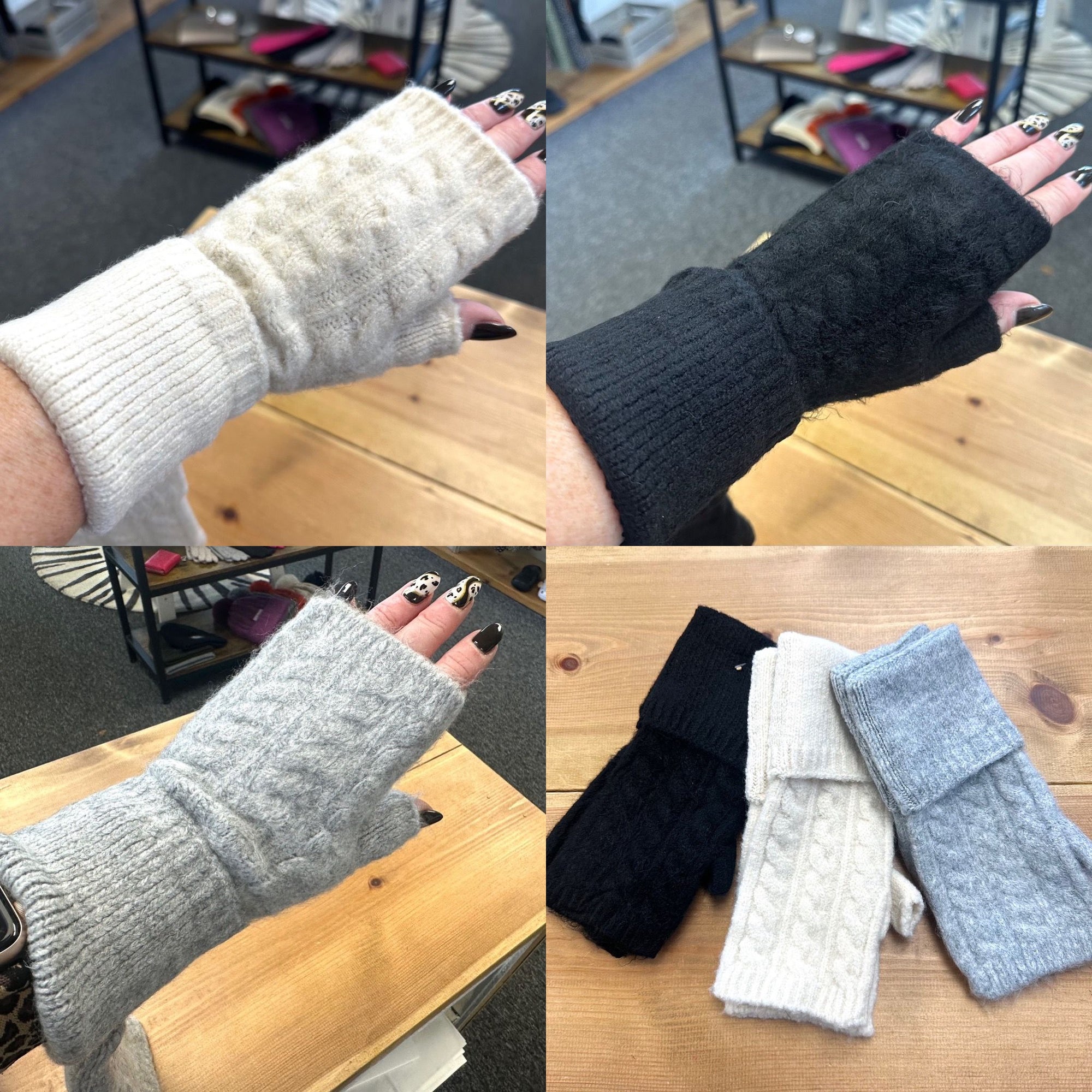 Cable Knit Fingerless Gloves (3 Colours)